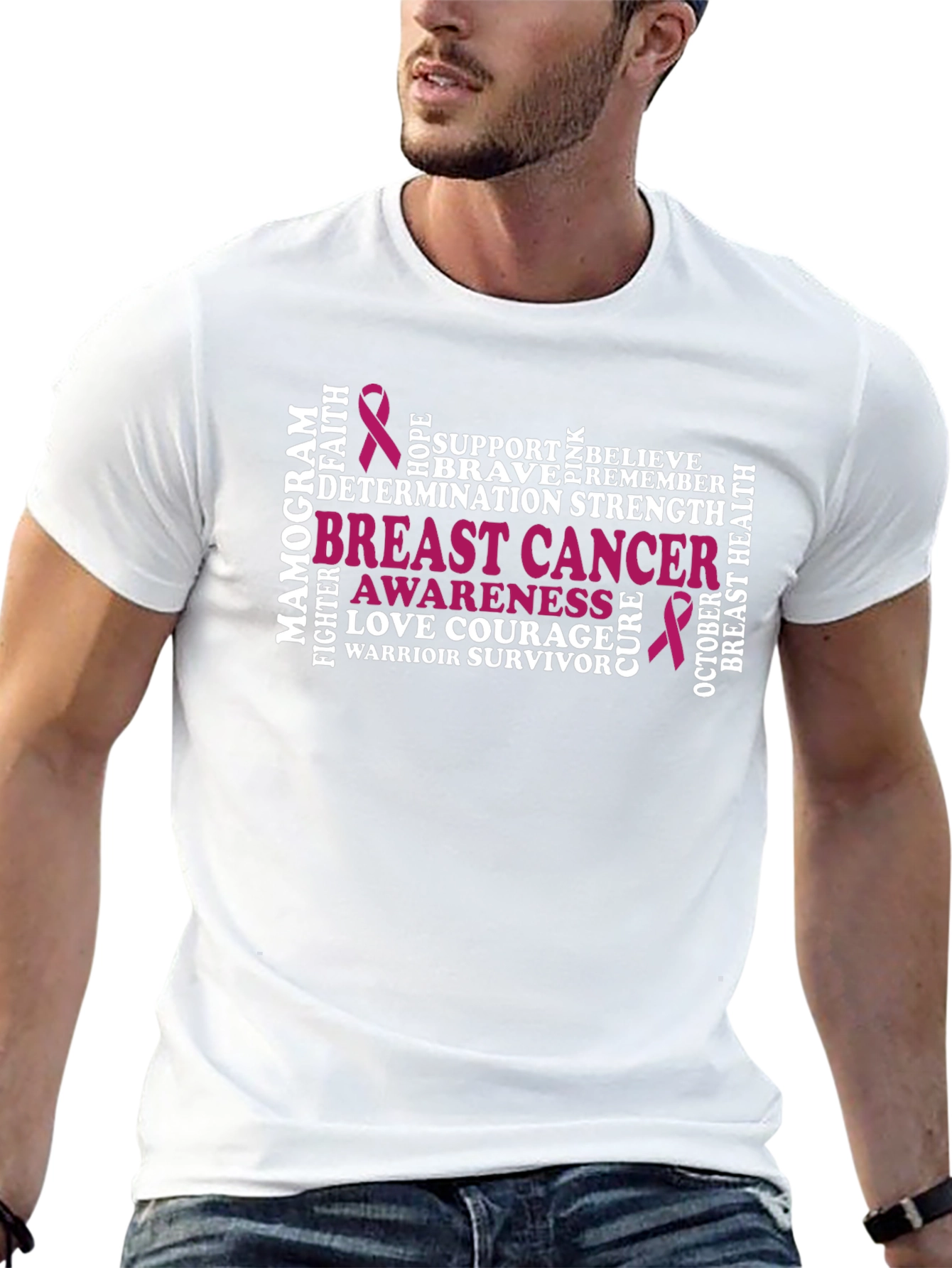 Breast Cancer Awareness Word Art T-Shirt