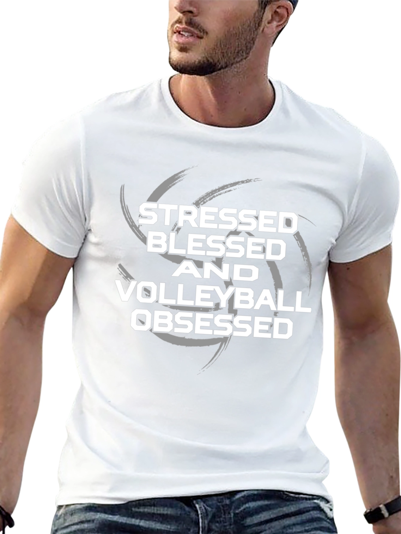 Stressed Blessed Volleyball Obsessed Black T-Shirt