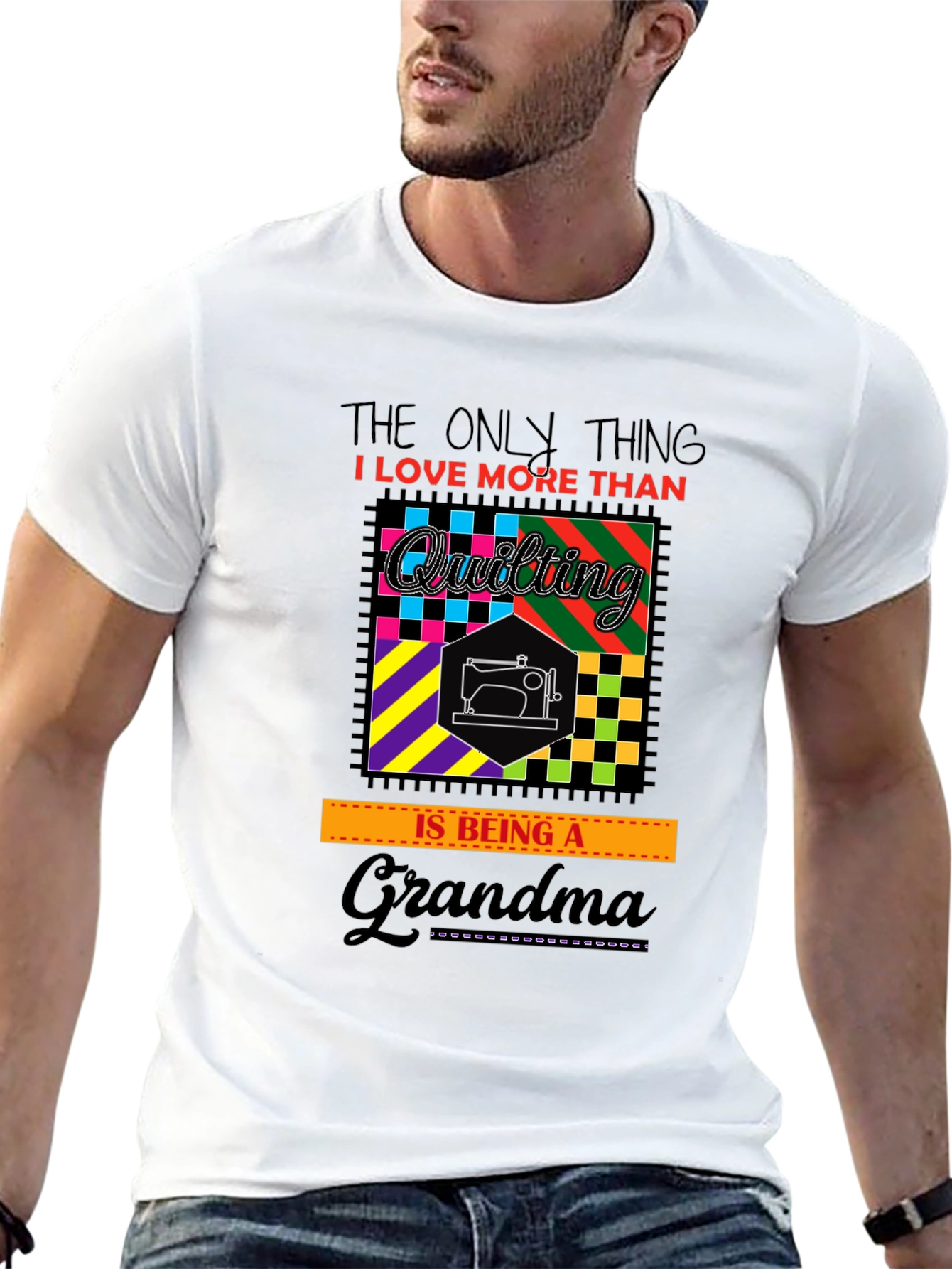 Quilting Grandma T-Shirt - Black Cotton Tee