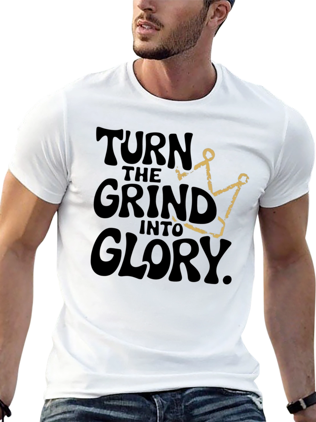 Turn the Grind Into Glory Black Graphic T-Shirt