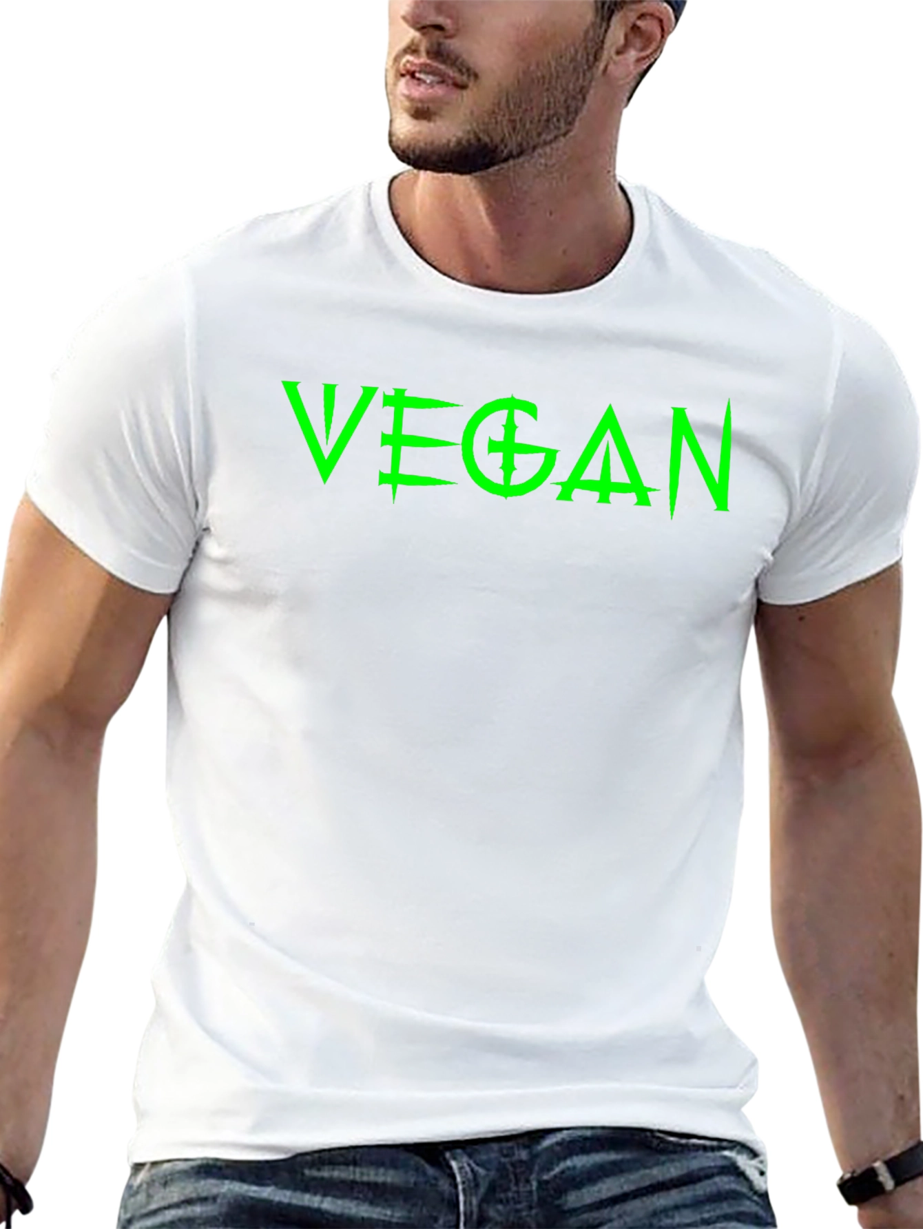 Vegan Statement T-Shirt - Bold Green Graphic