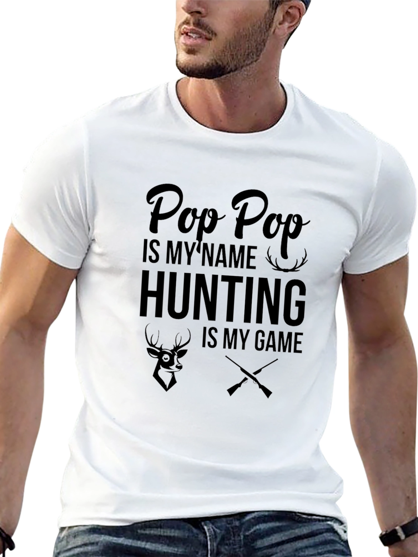Pop Pop Hunting T-Shirt - Black Graphic Tee