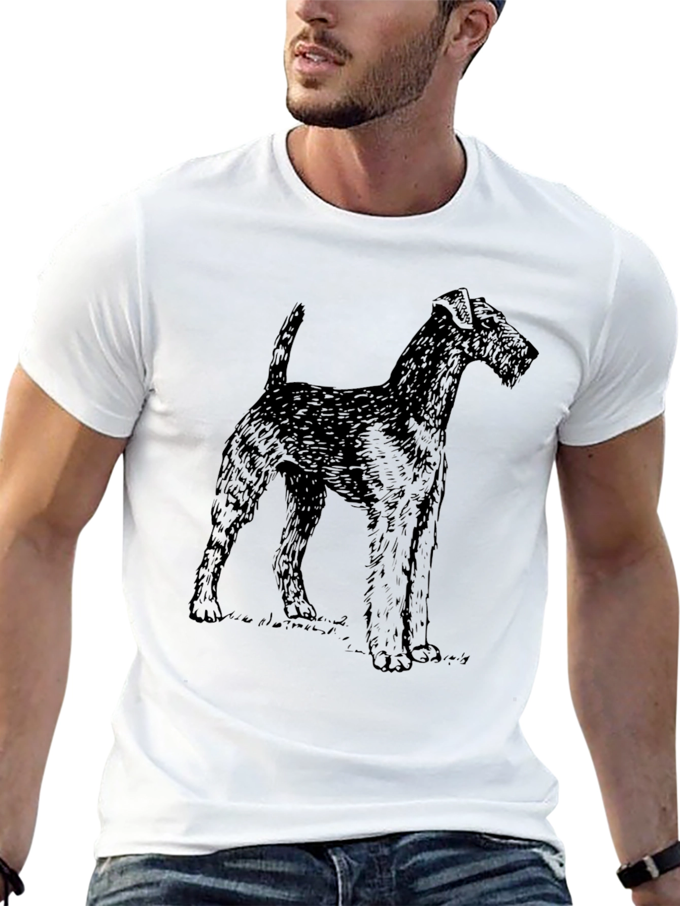 Dog Sketch Graphic Tee - Casual Black T-Shirt