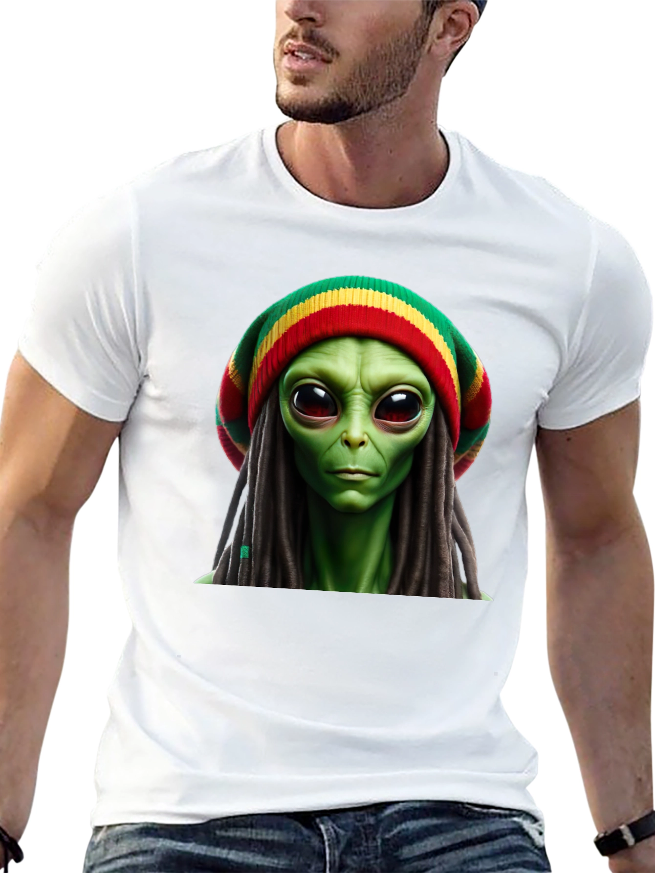 Rasta Alien T-Shirt - Unique Graphic Tee