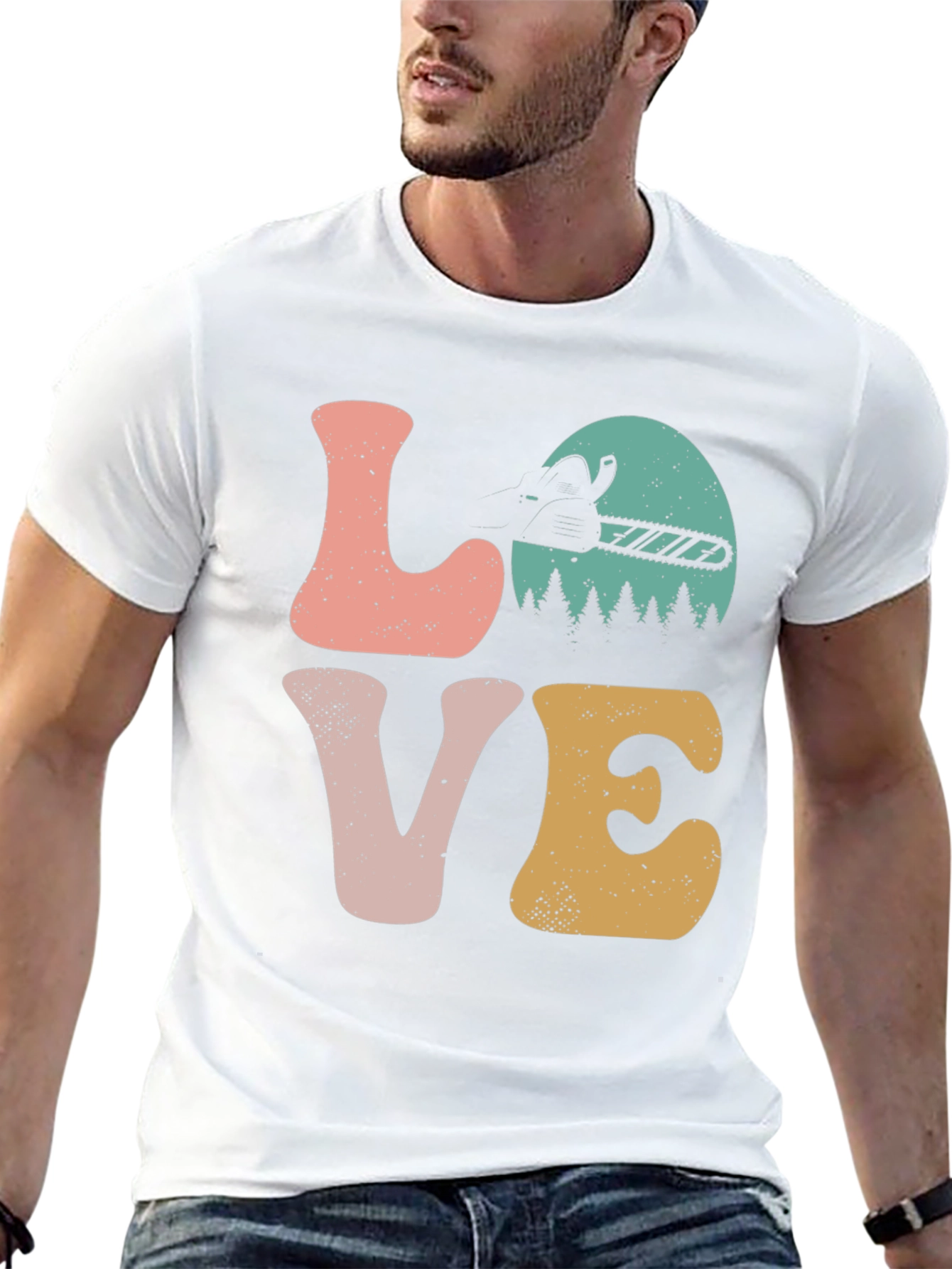 LOVE Chainsaw Retro Tee Lumberjack Gift