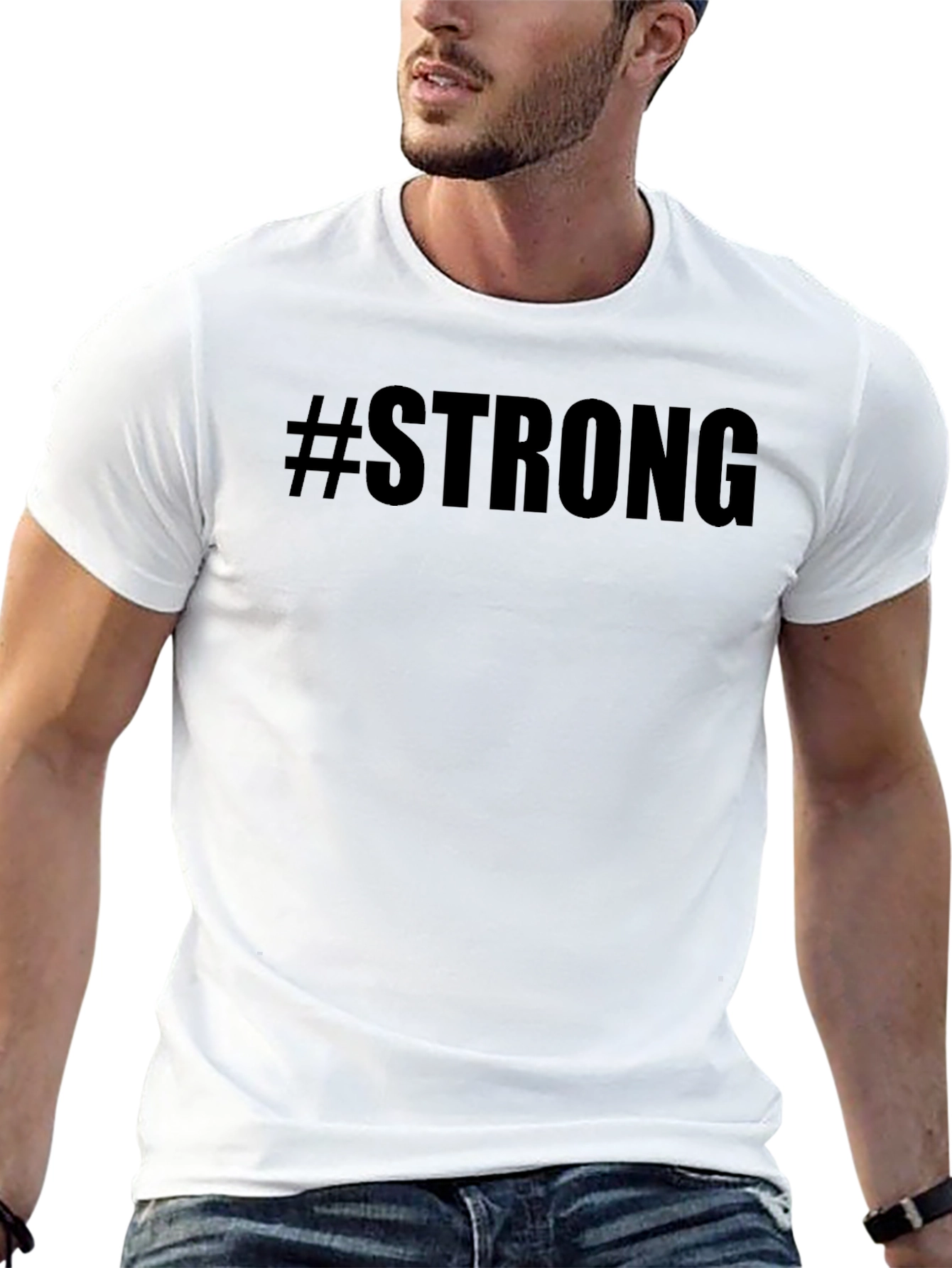 #Strong Graphic Tee - Black Cotton T-Shirt