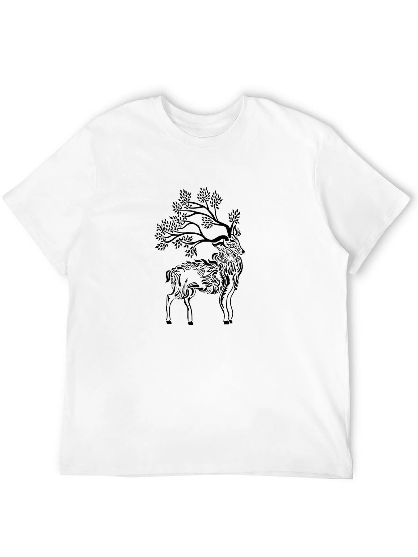 Nature-Inspired Deer Graphic Tee - Black