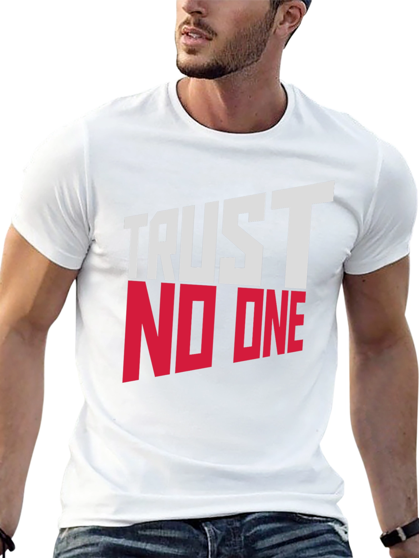 Trust No One Graphic Print Black T-Shirt