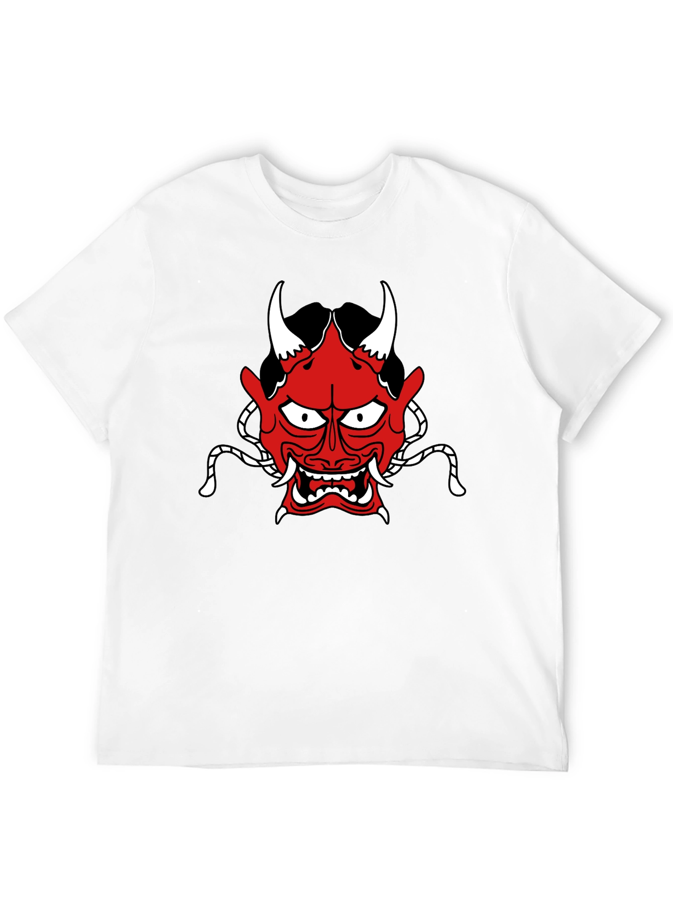 Oni Mask Graphic Tee - Stylish Japanese Demon Design