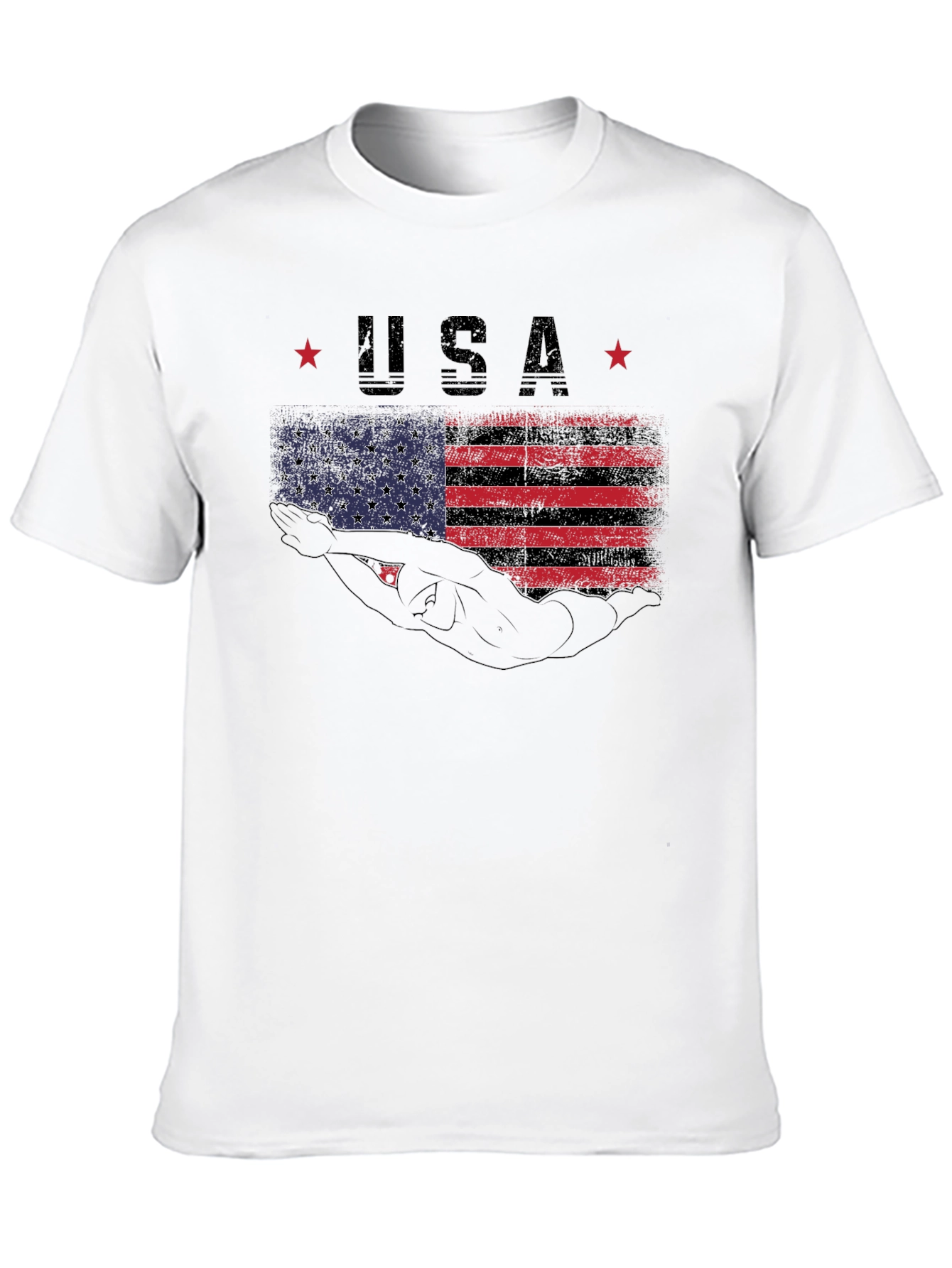 USA Swimmer Graphic T-Shirt - Patriotic Pride