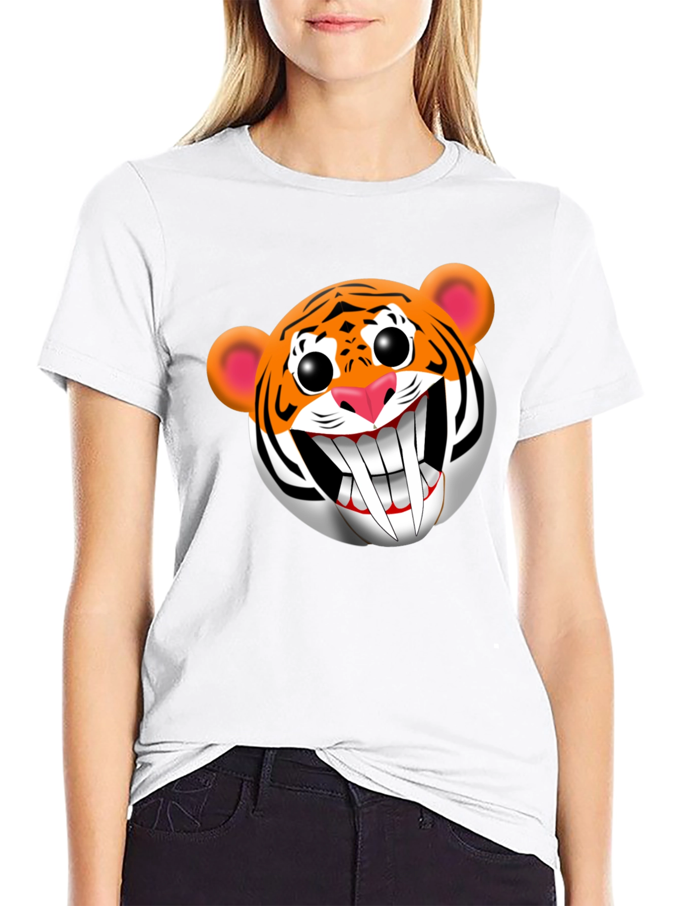 Cartoon Tiger Graphic Tee - Funky Black T-Shirt