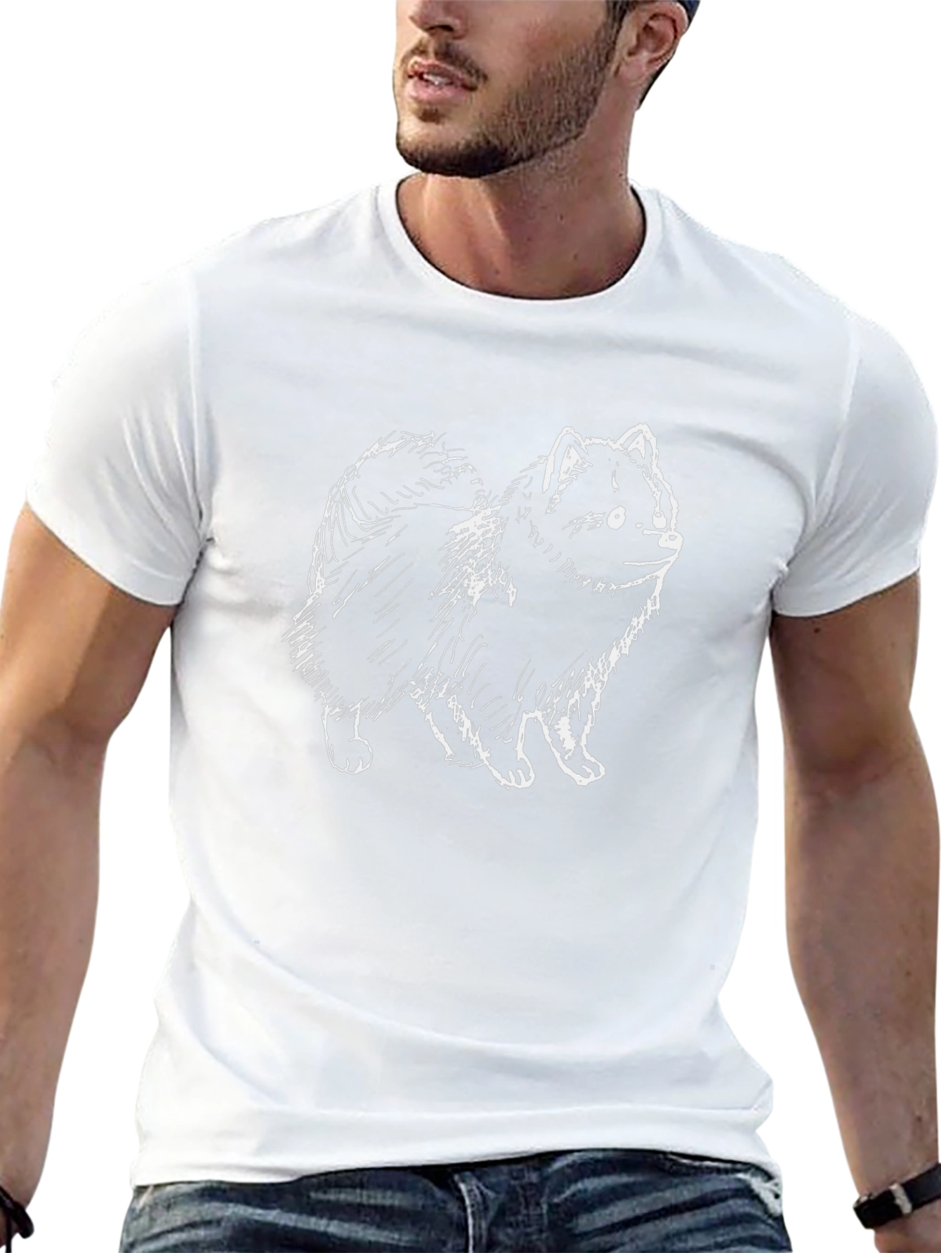 Dog Sketch Graphic Tee - Black Cotton Blend