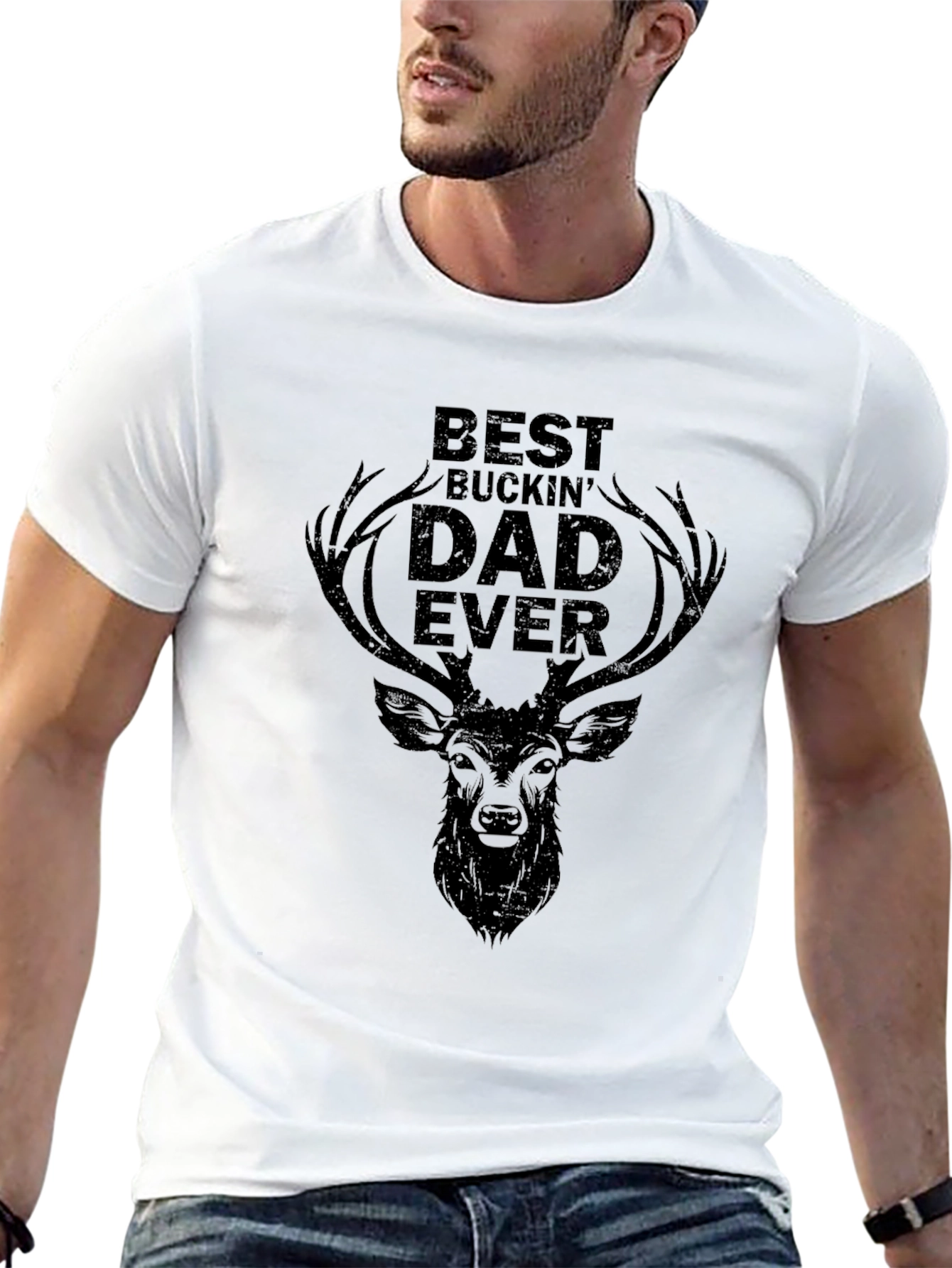 Best Buckin Dad Ever T-Shirt - Deer Antler Design