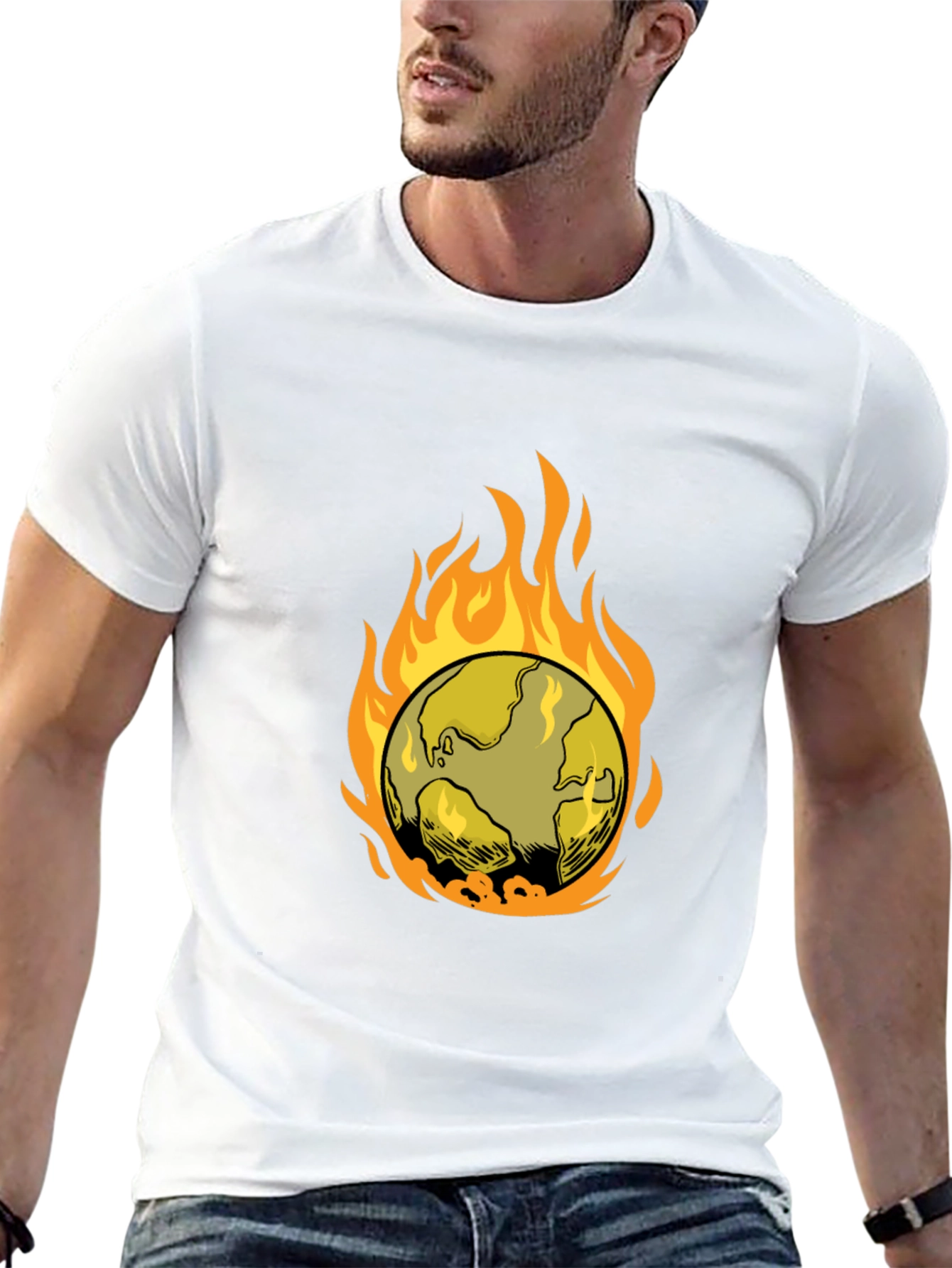 Flaming Earth Graphic Tee - Climate Awareness Shirt