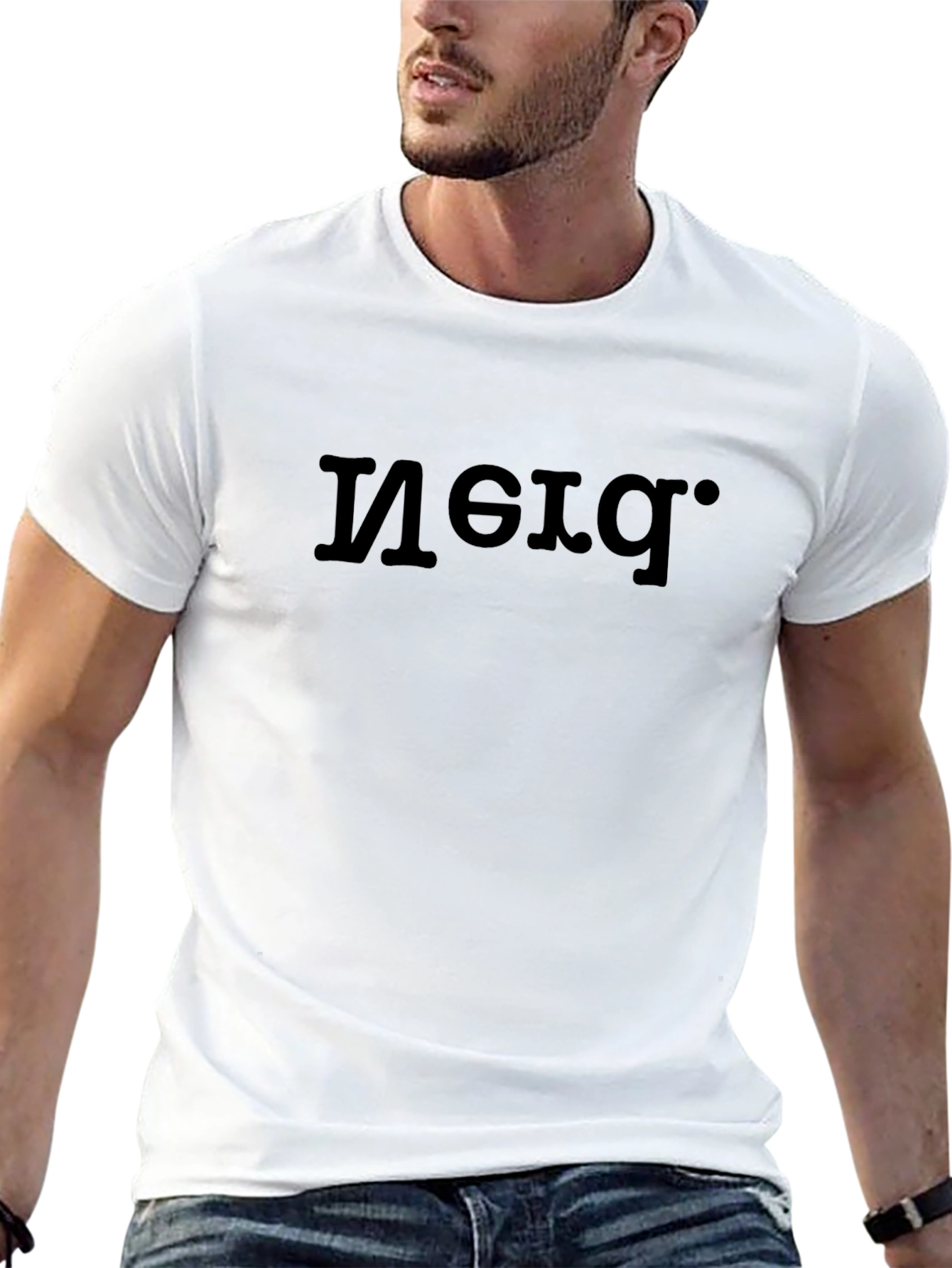 Reflective Mirror Image Graphic Black T-Shirt