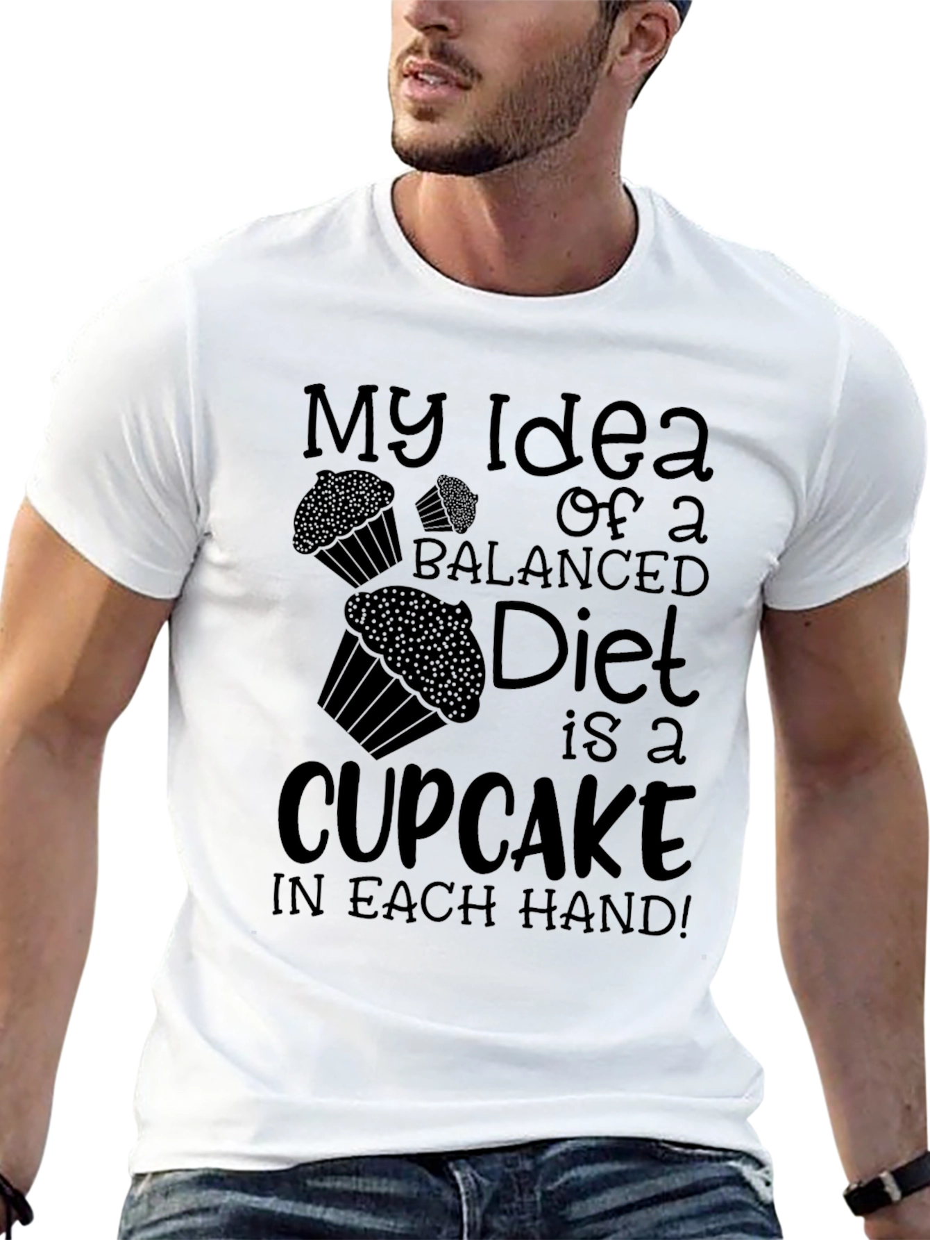 Cupcake Balanced Diet Graphic Black T-Shirt