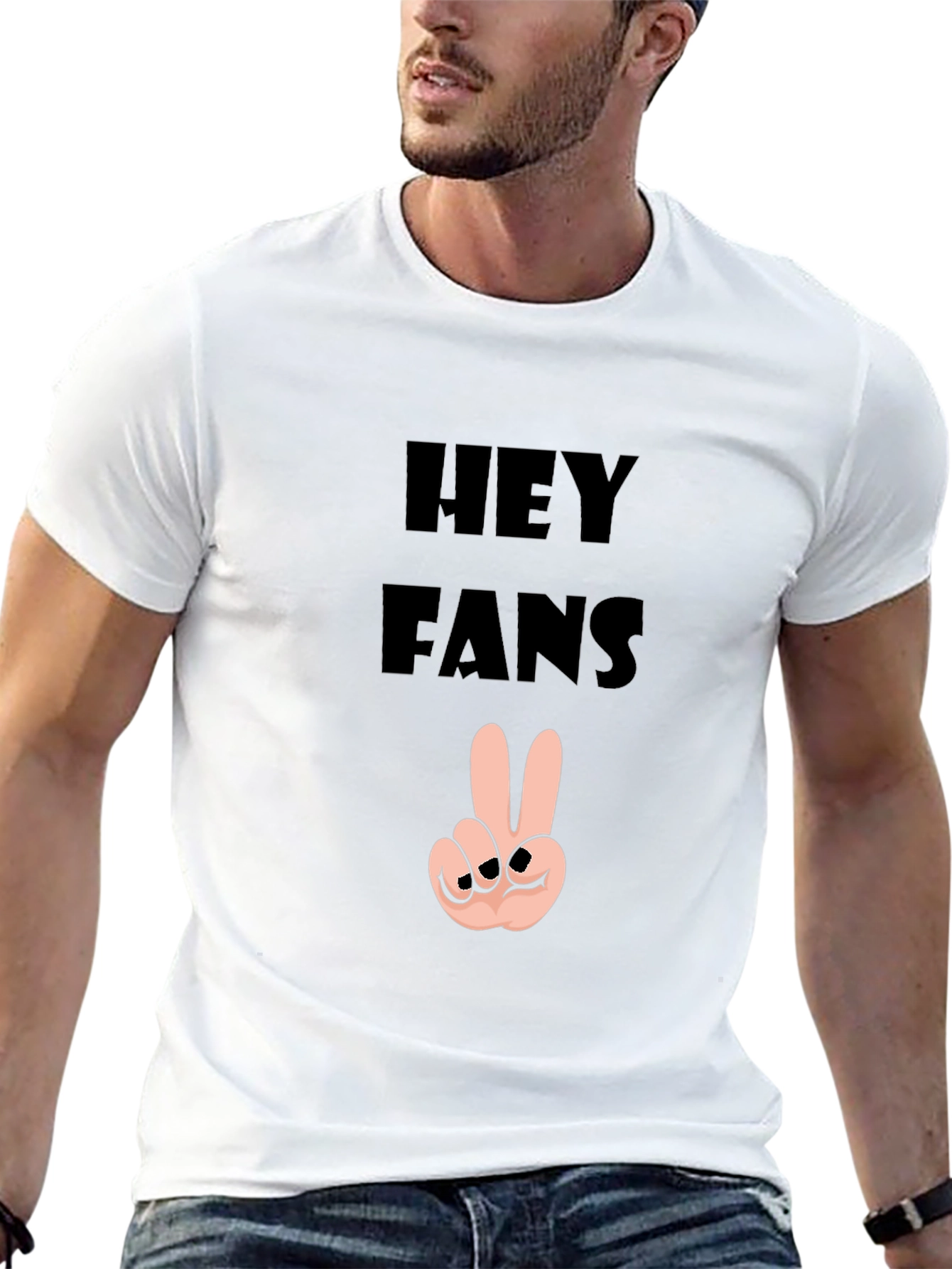 Hey Fans Graphic Tee - Peace Sign Hand