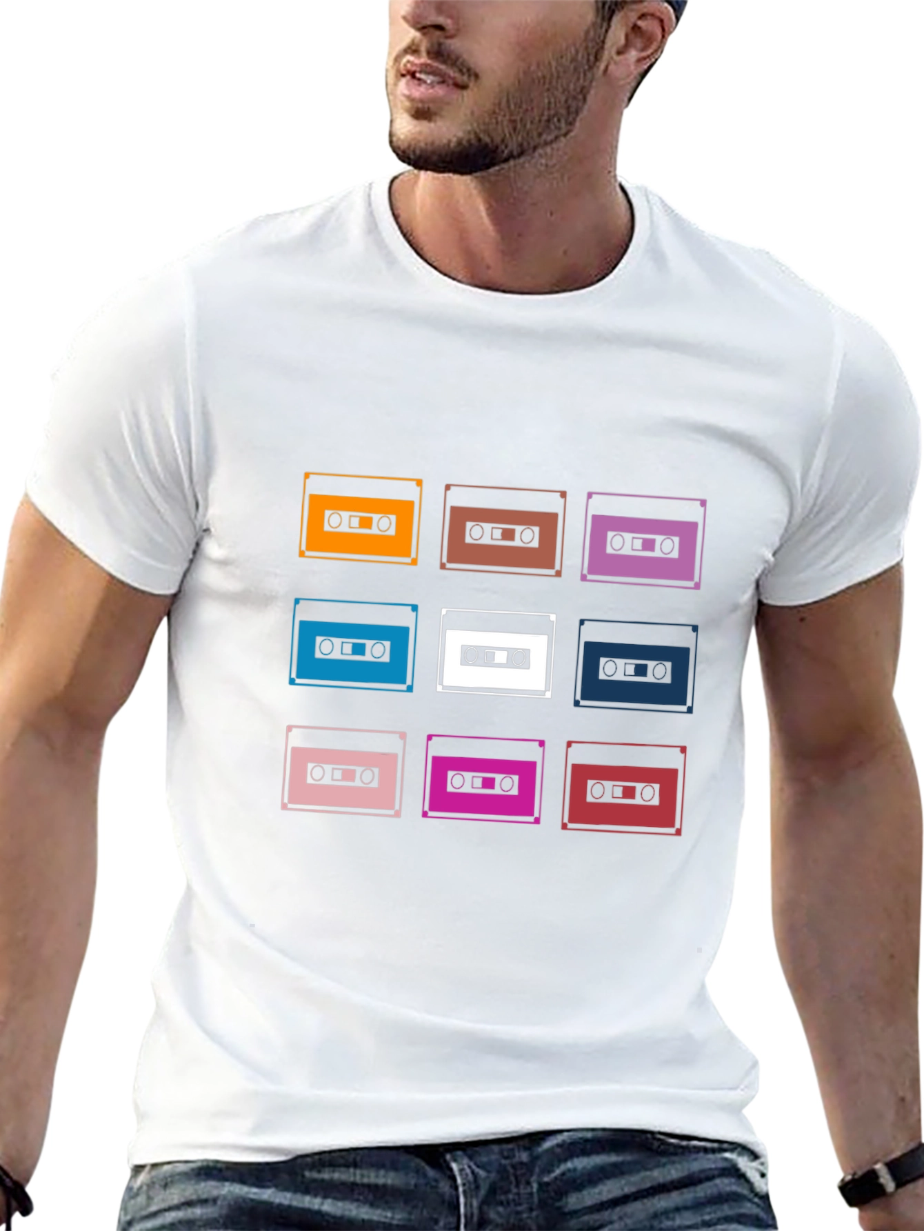 Retro Cassette Tape Graphic Tee - Black