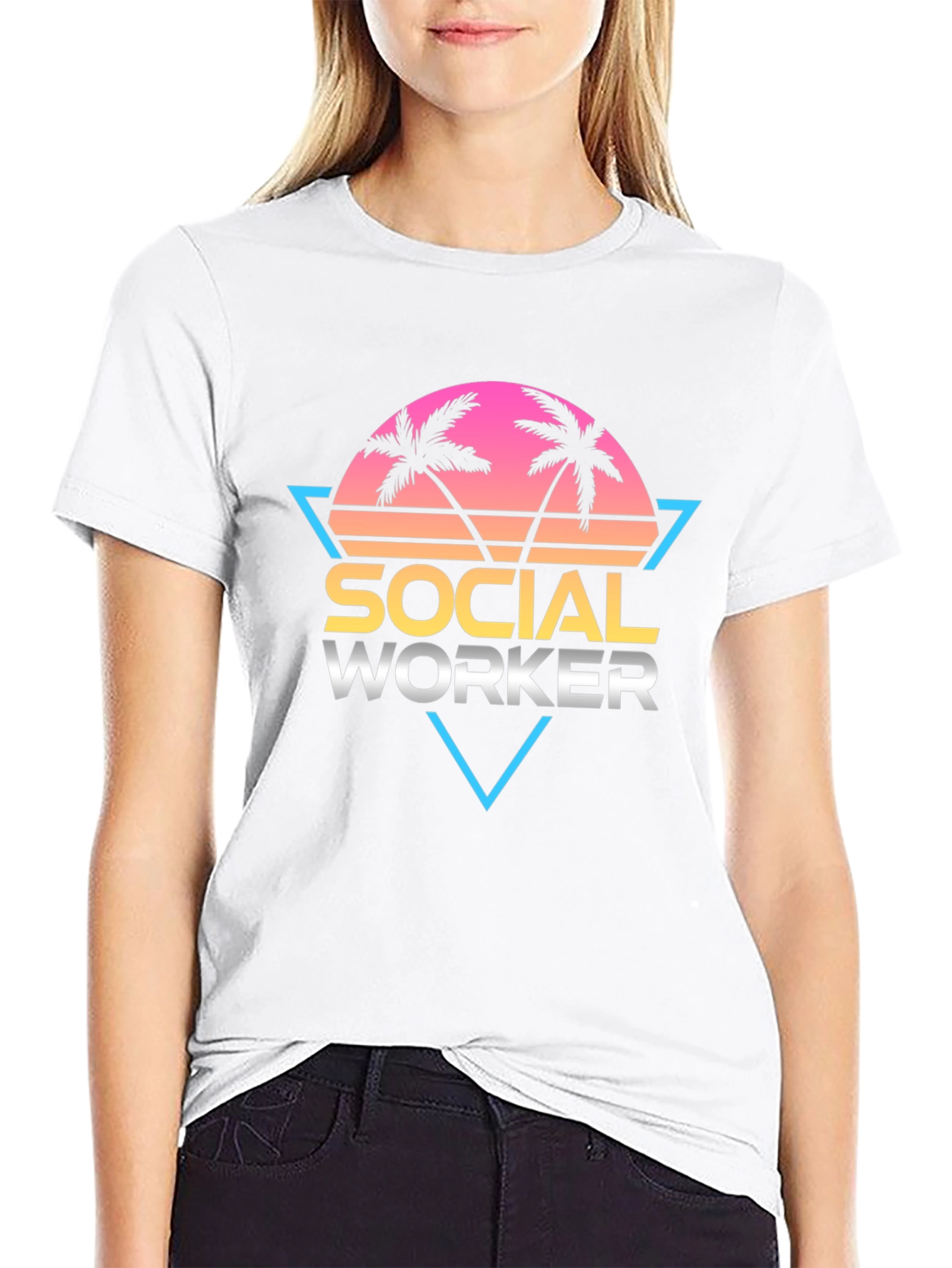 Social Worker Graphic Tee - Retro Palm Design