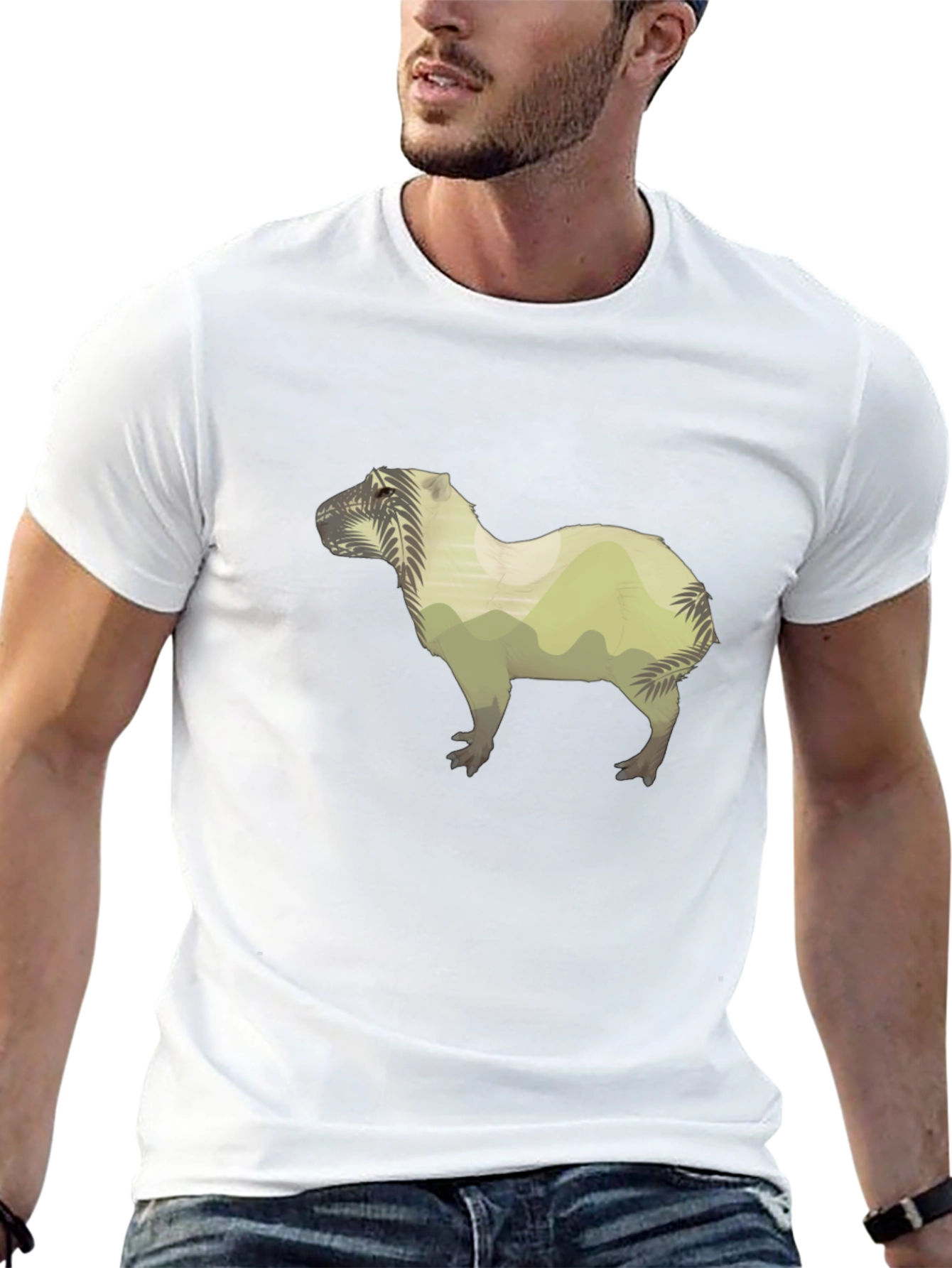Nature Capybara Graphic Tee - Black