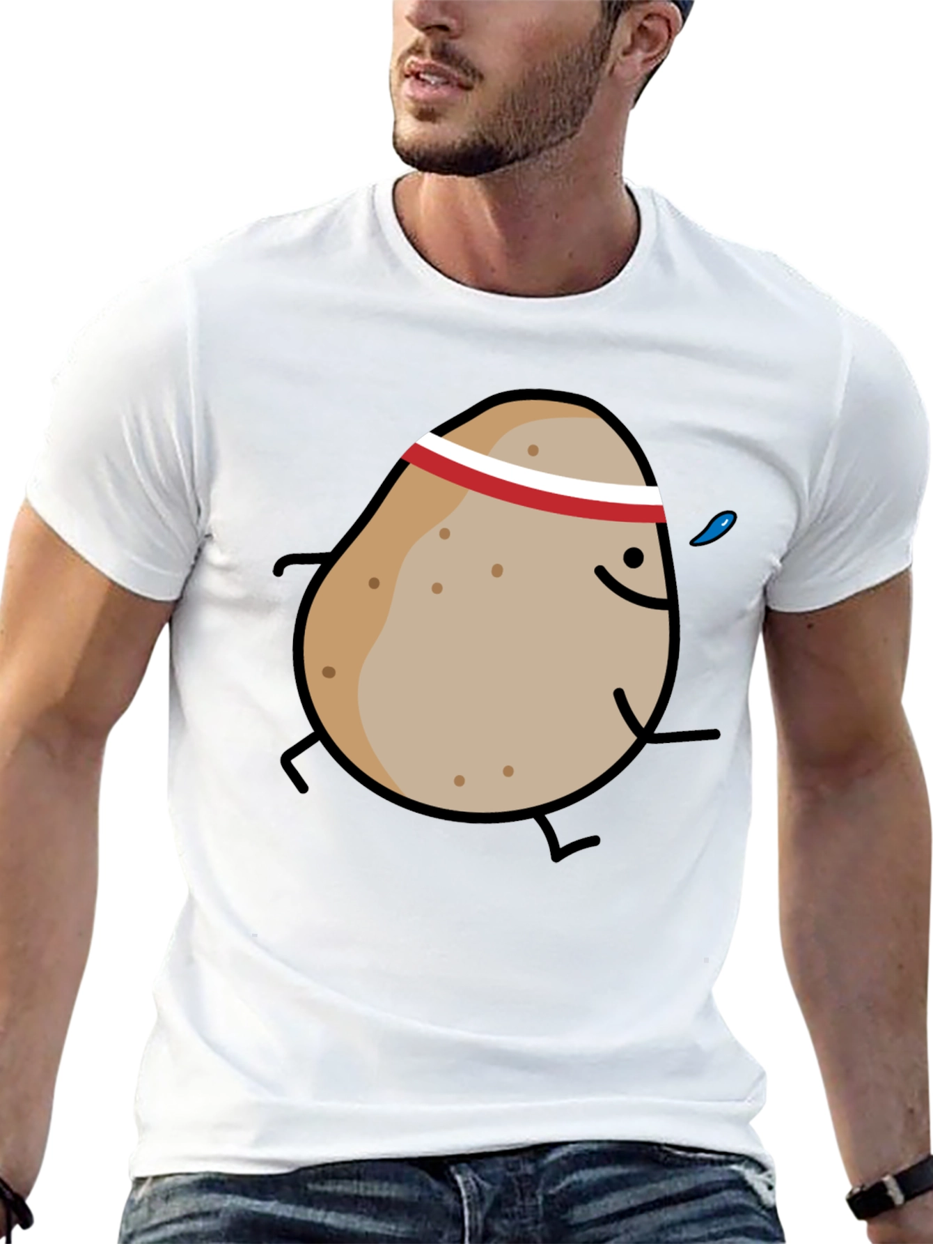 Running Potato Graphic Tee - Black Cotton T-Shirt