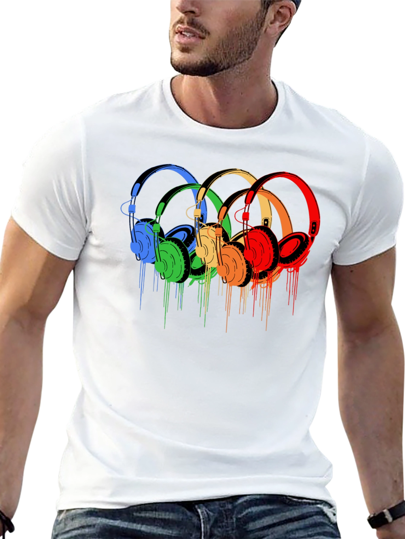 Rainbow Headphone Graphic Tee - Stylish Music Lover Shirt