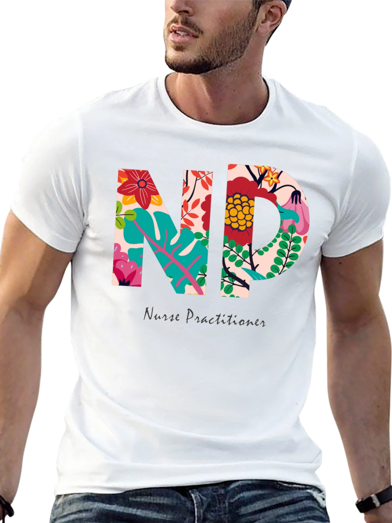 Floral Nurse Practitioner T-Shirt - Stylish Medical Apparel