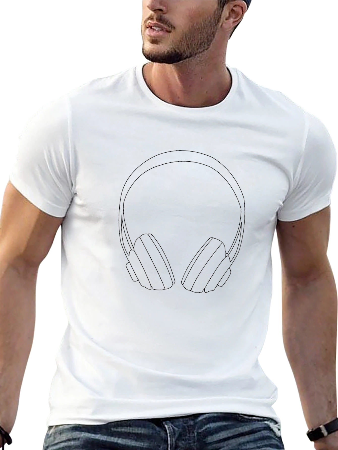 Black Headphone Graphic Tee - Modern Style