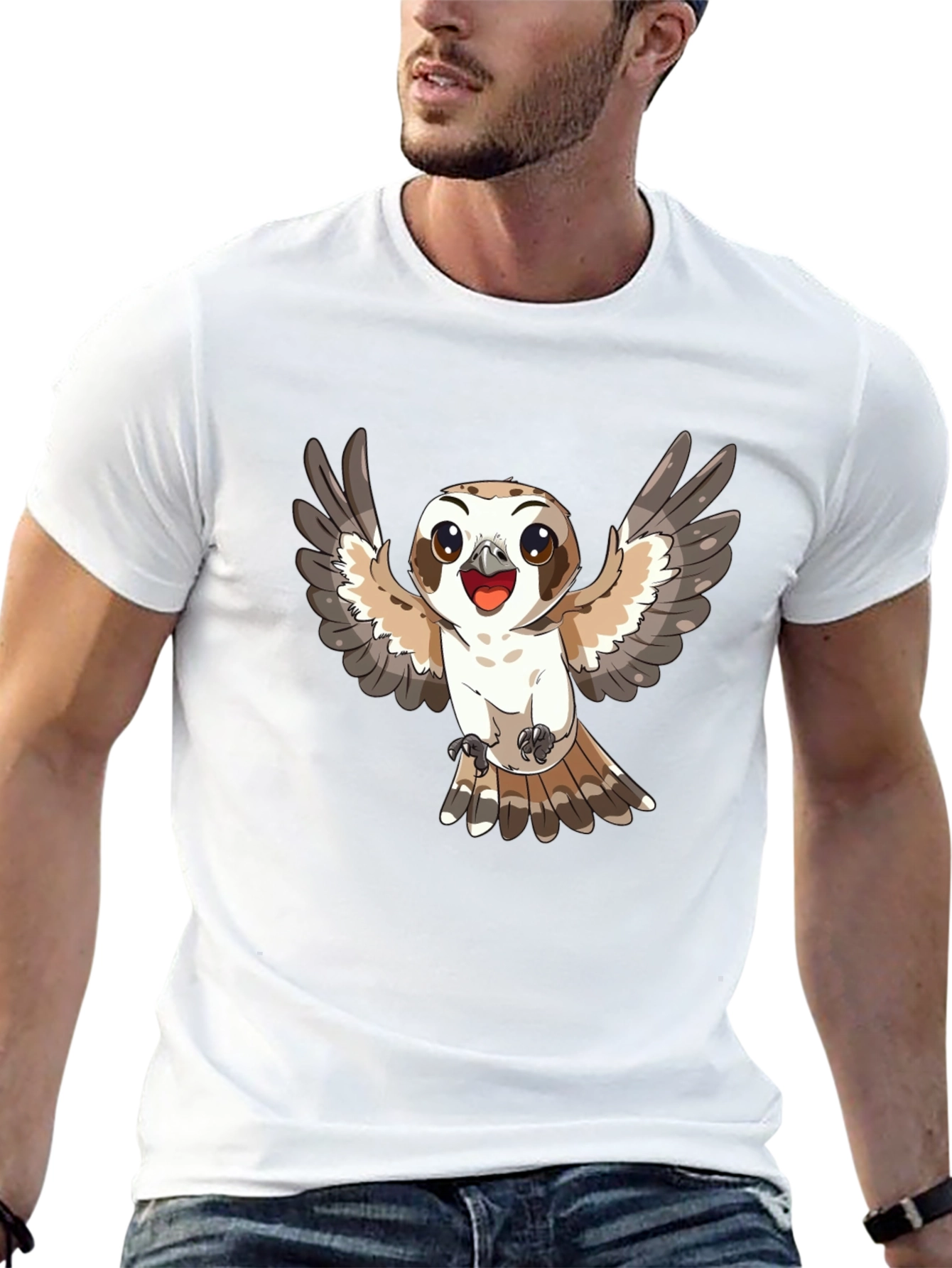Cute Cartoon Owl T-Shirt - Black Cotton Tee