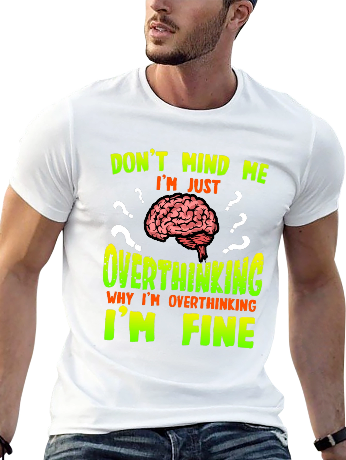 Overthinking Brain Graphic T-Shirt - Funny Novelty Tee