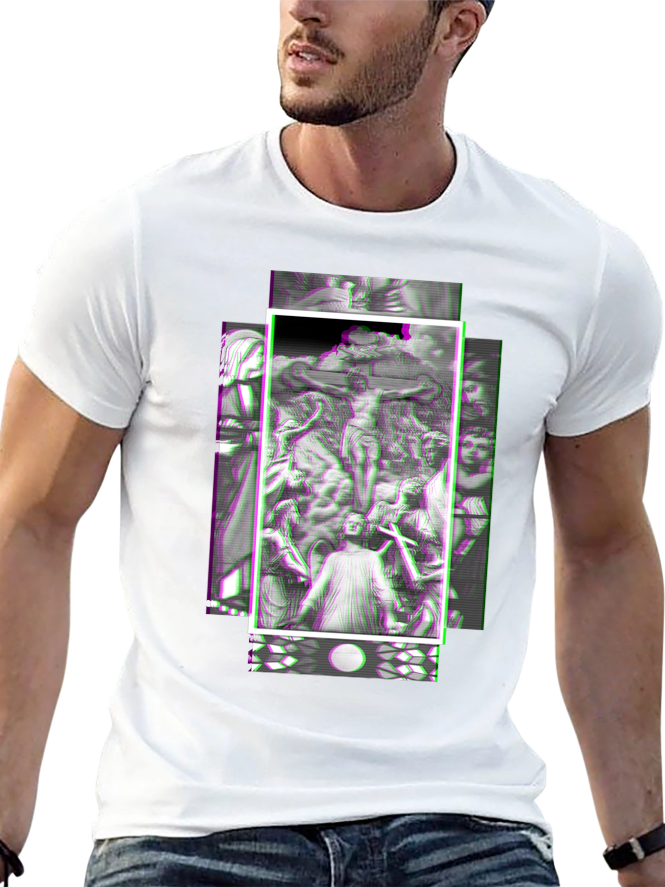 Glitch Art Graphic Tee - Black Unisex Shirt