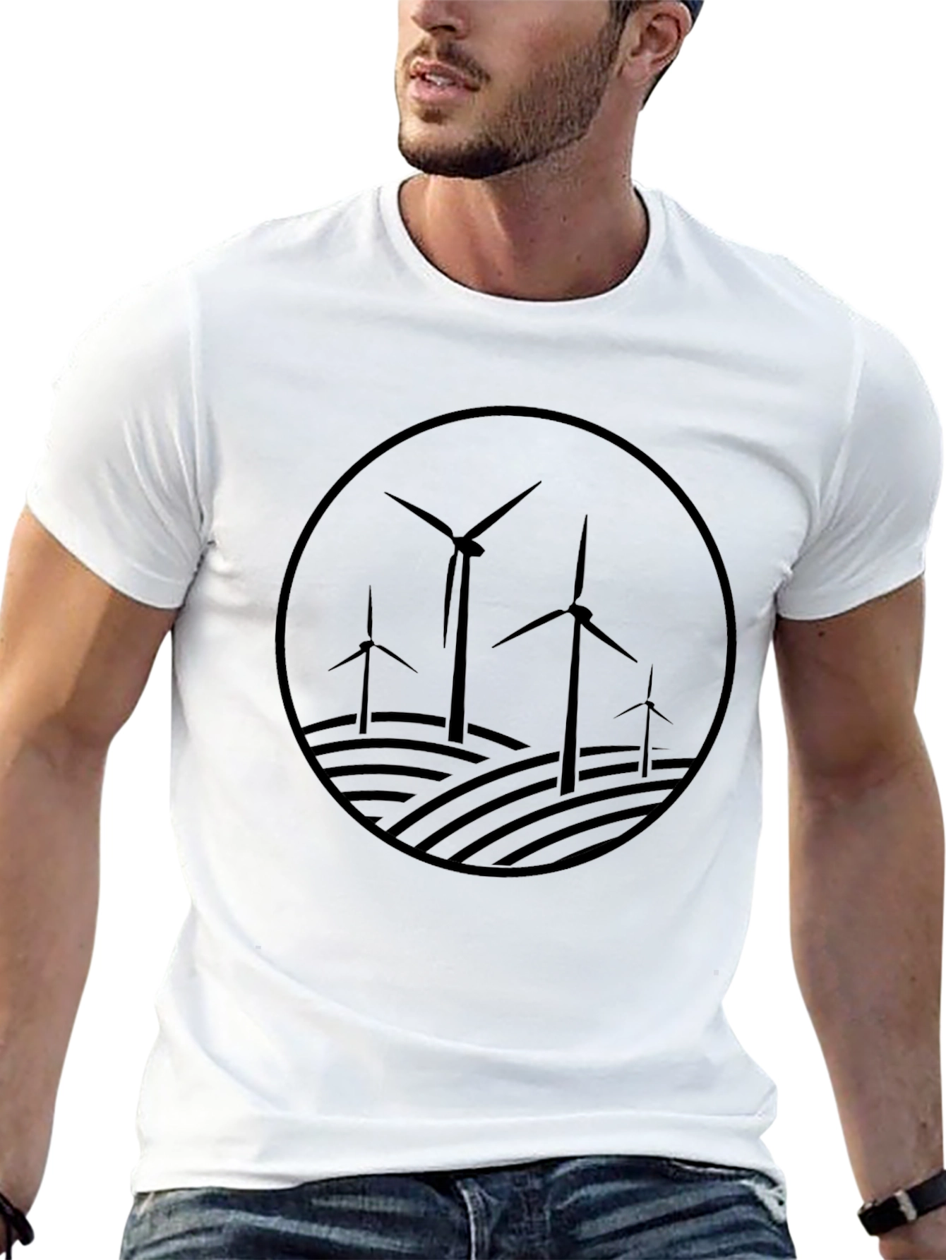 Wind Turbine Graphic Tee - Eco-Friendly Energy Shirt