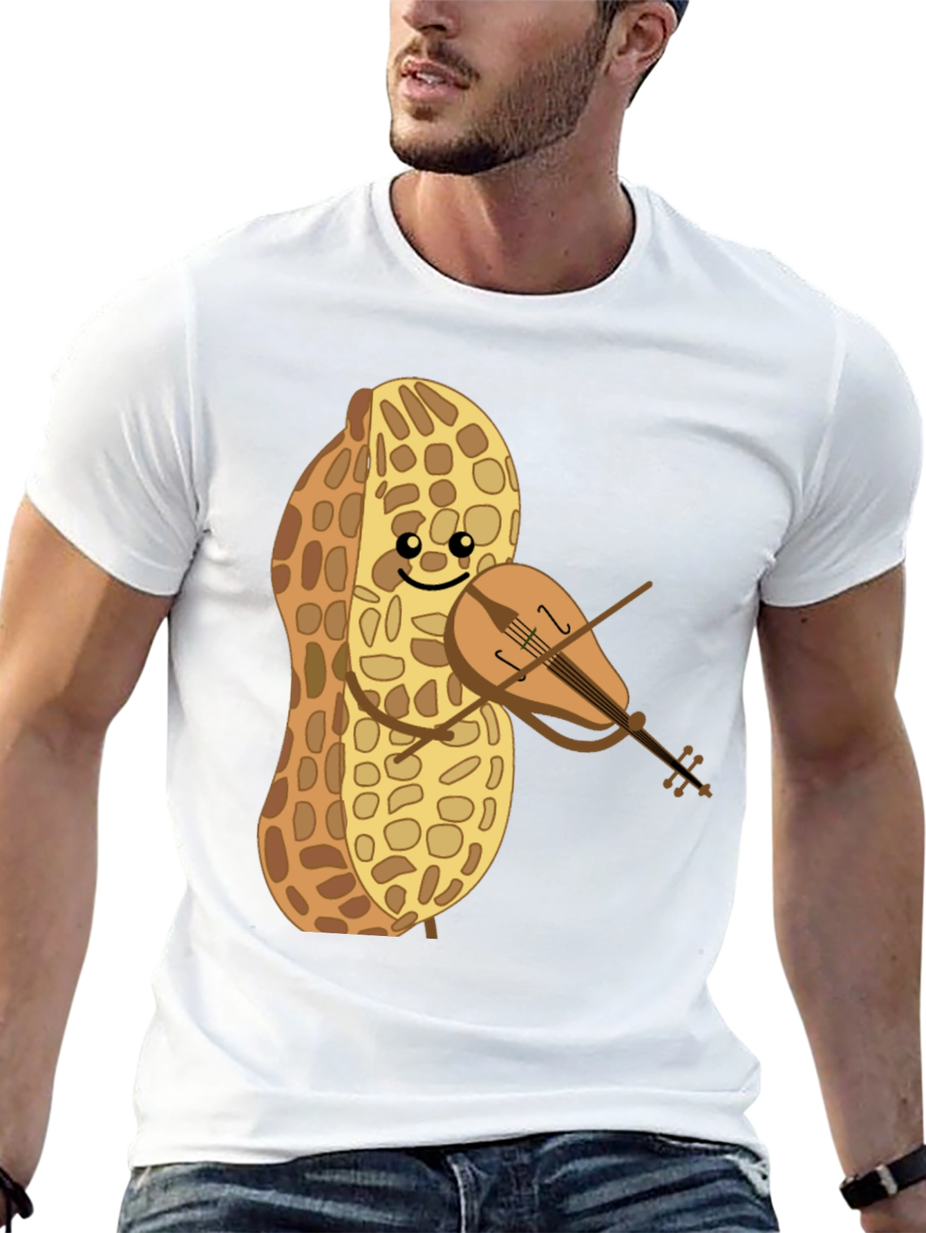 Funny Peanut Violinist Graphic Tee