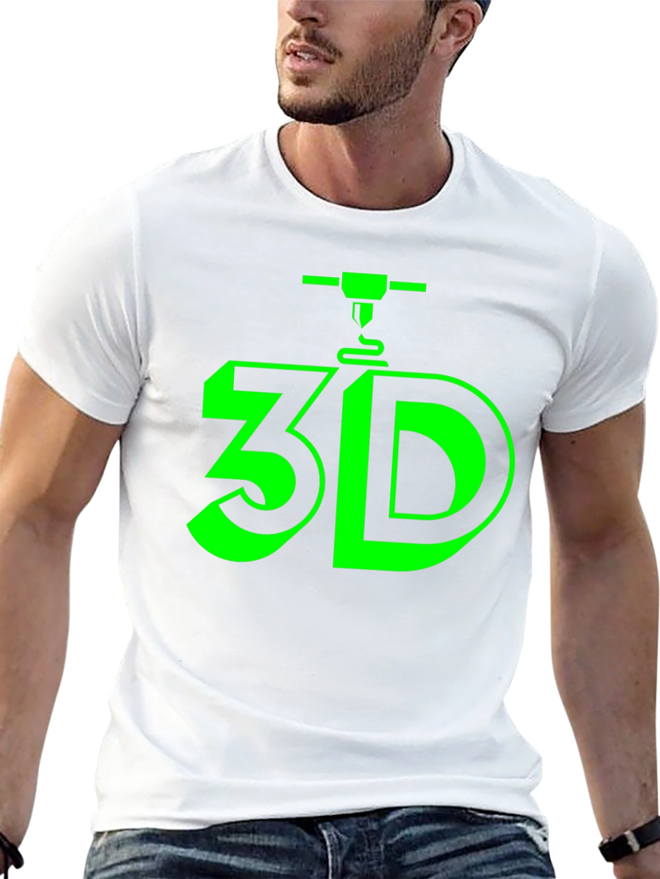 3D Printing T-Shirt - Black with Green Design