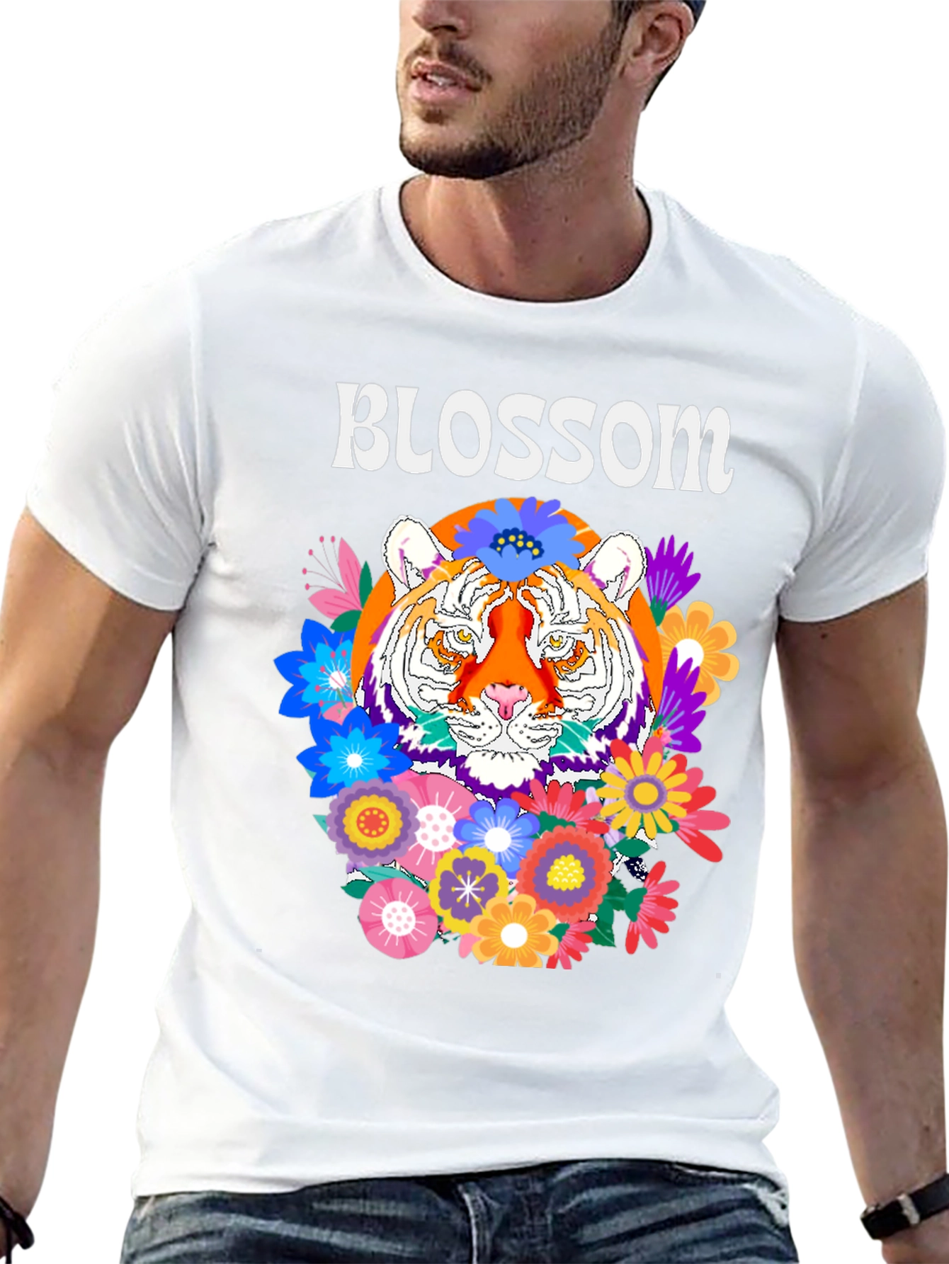 Blossom Tiger Graphic Tee - Black
