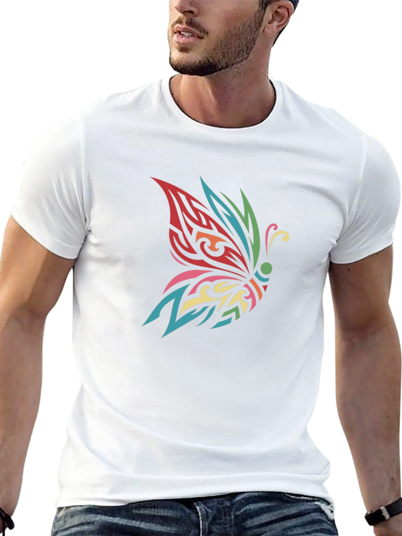 Butterfly Tribal Tattoo Black T-Shirt
