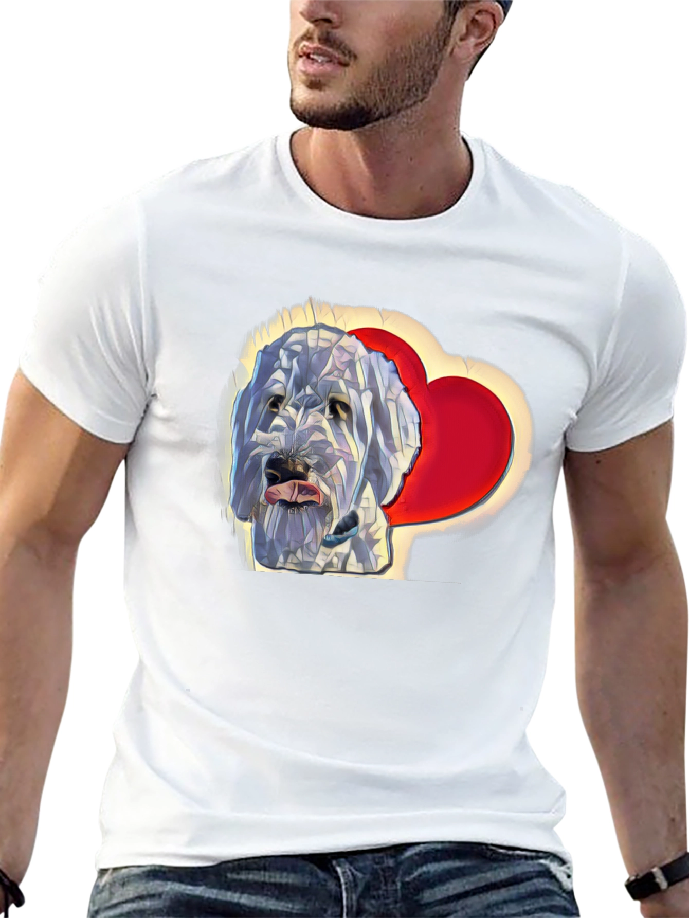 Dog Lover T-Shirt - Geometric Dog With Heart