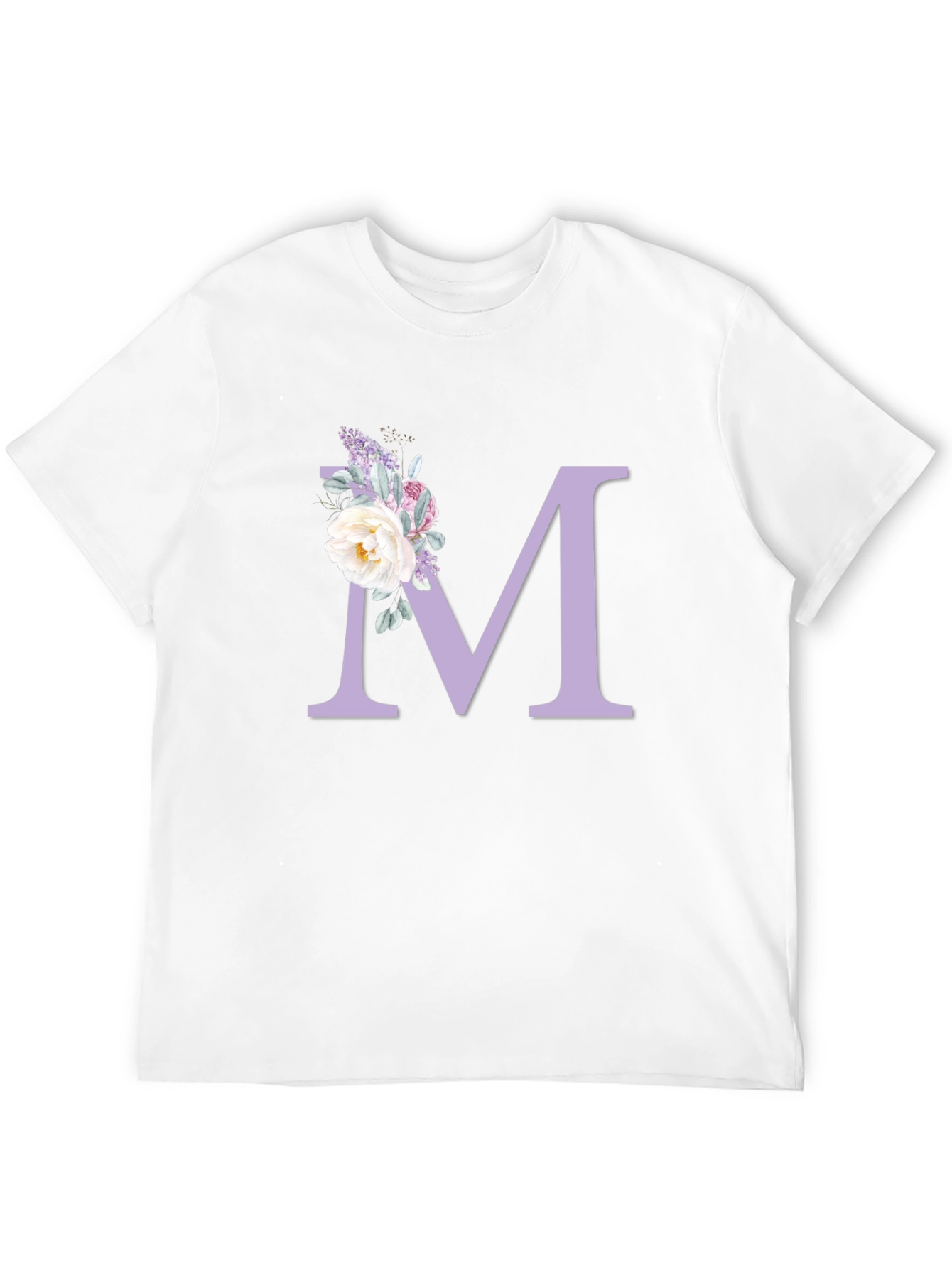 Floral Initial M Black T-Shirt