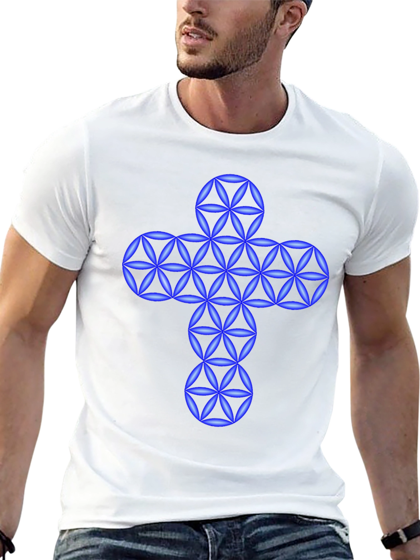 Geometric Cross Graphic T-Shirt