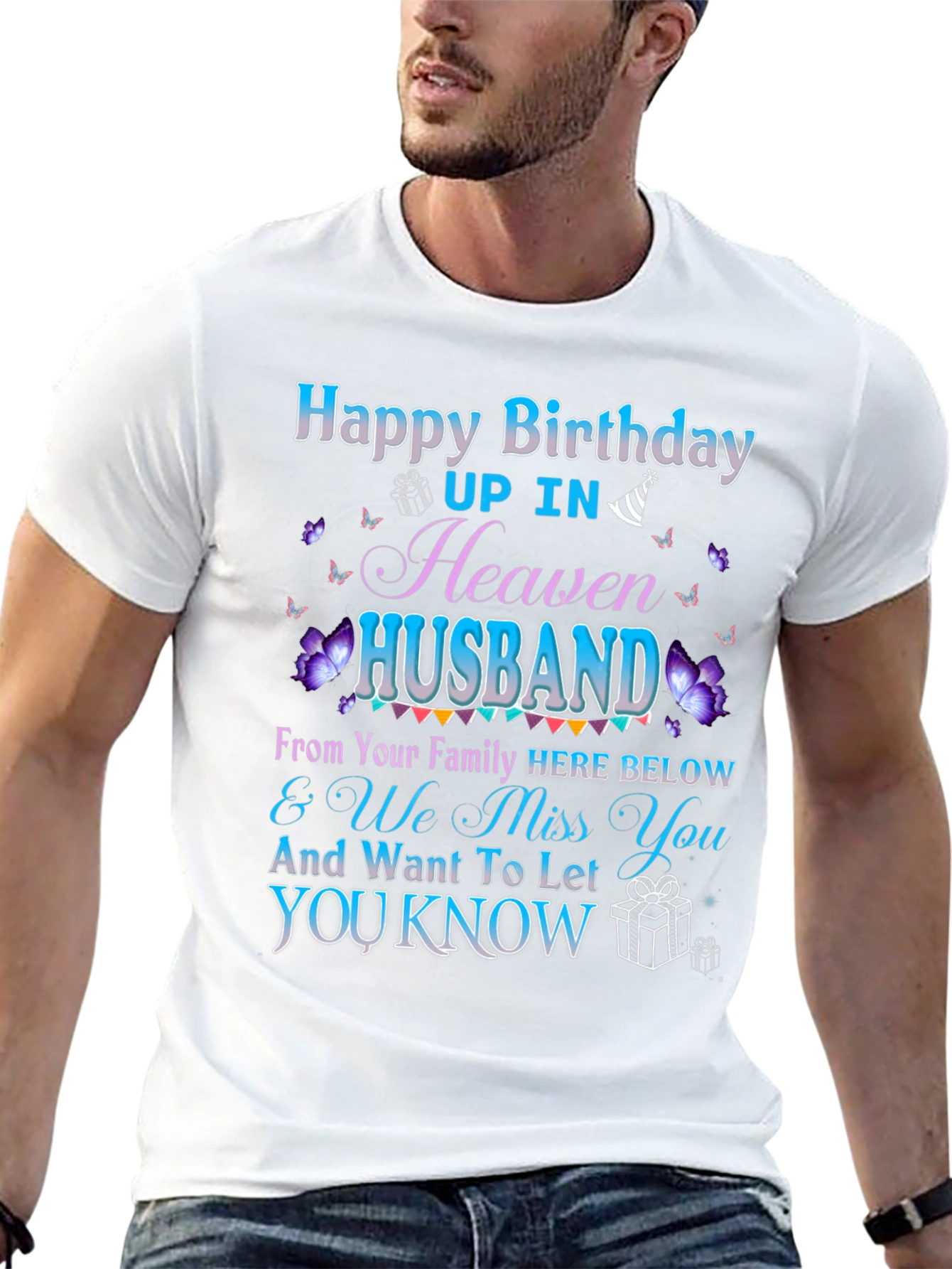 Husband Birthday in Heaven Memorial T-Shirt