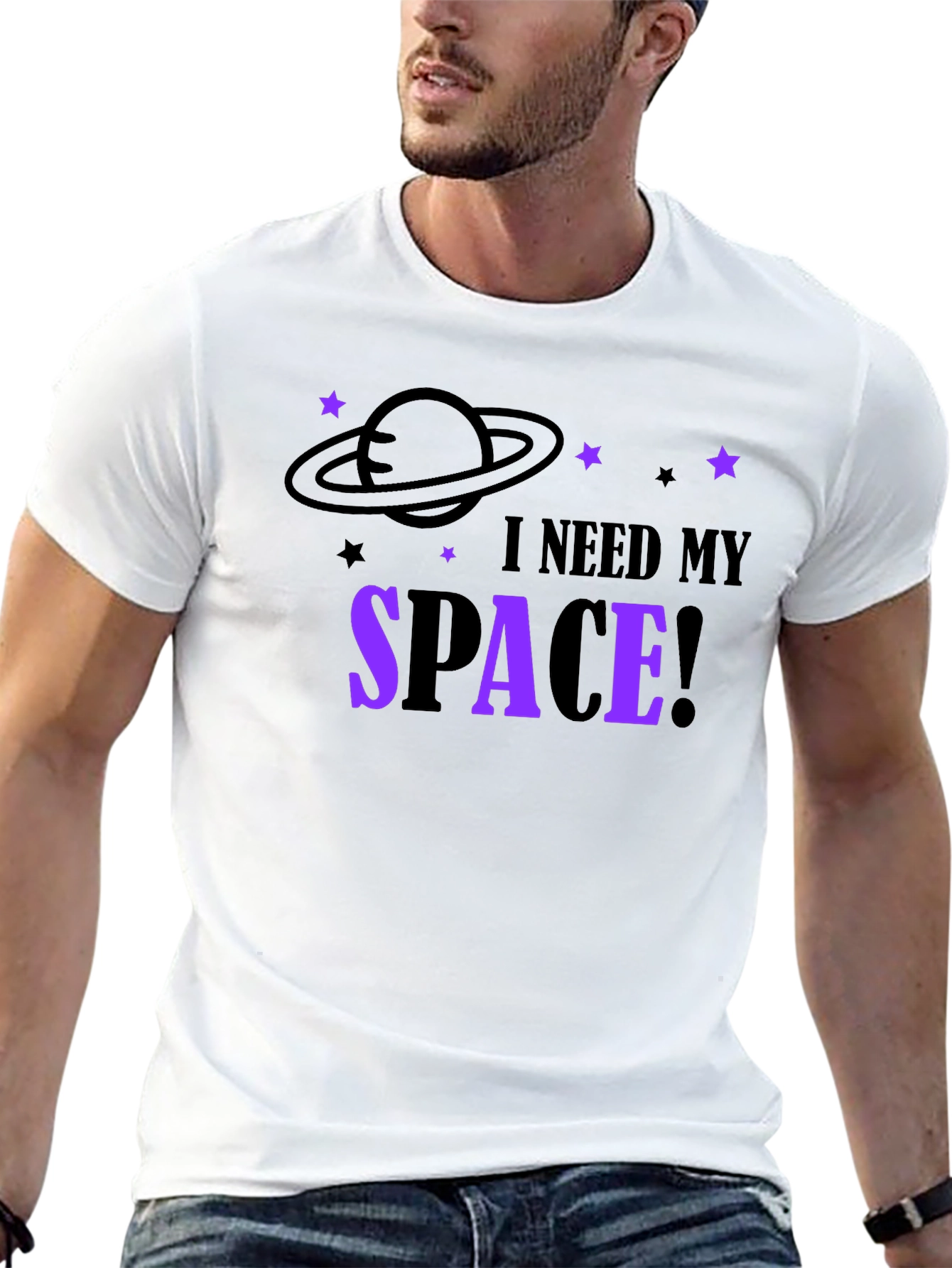 I Need My Space Graphic T-Shirt - Black