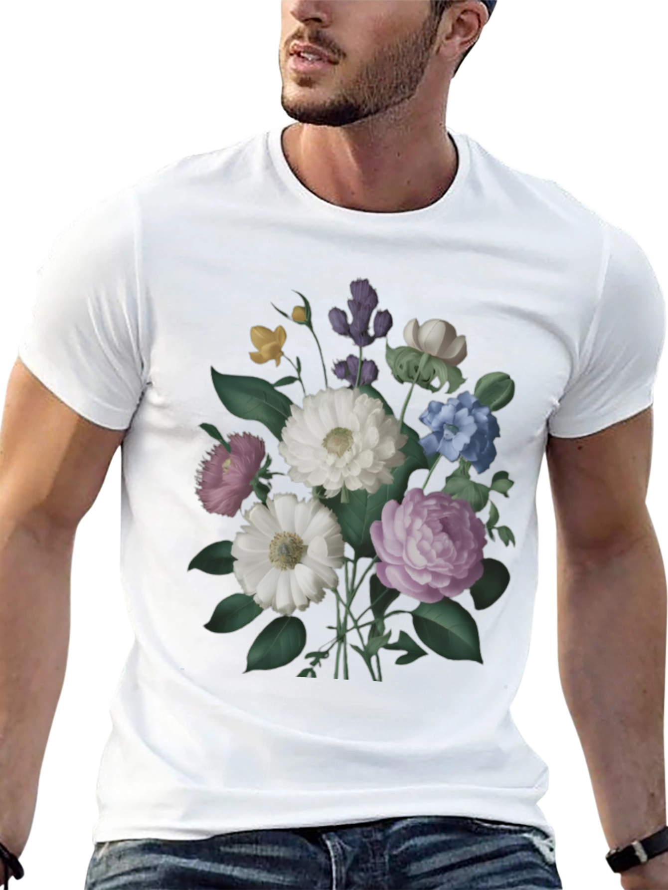 Floral Bouquet Graphic Black T-Shirt