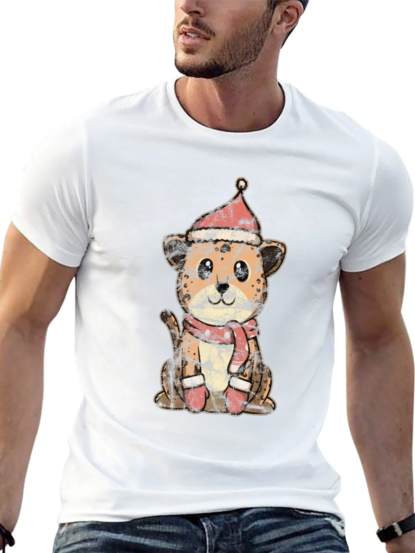 Festive Cheetah Christmas Graphic Tee