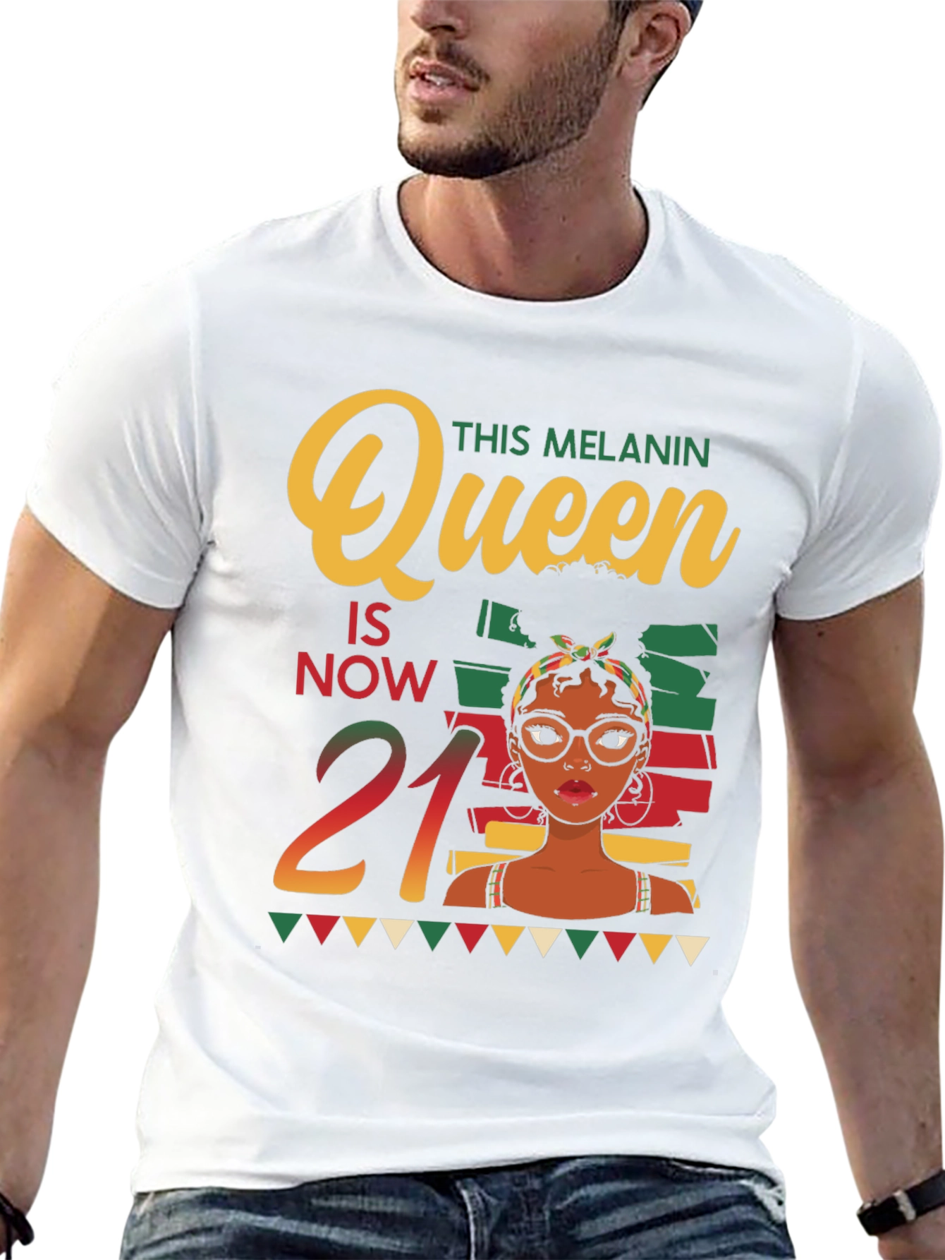 Melanin Queen 21st Birthday Black T-Shirt