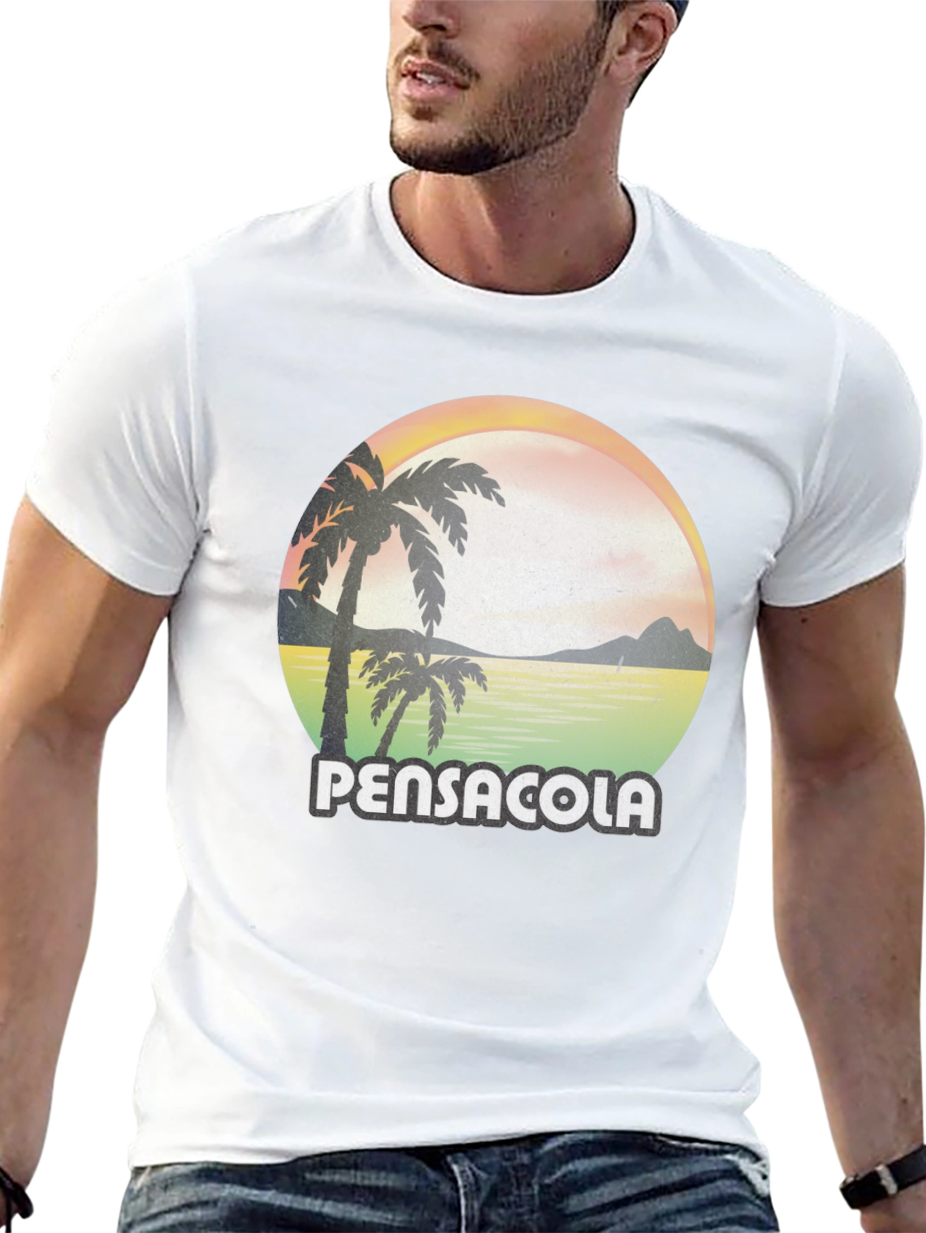 Pensacola Palm Tree Sunset Graphic Tee