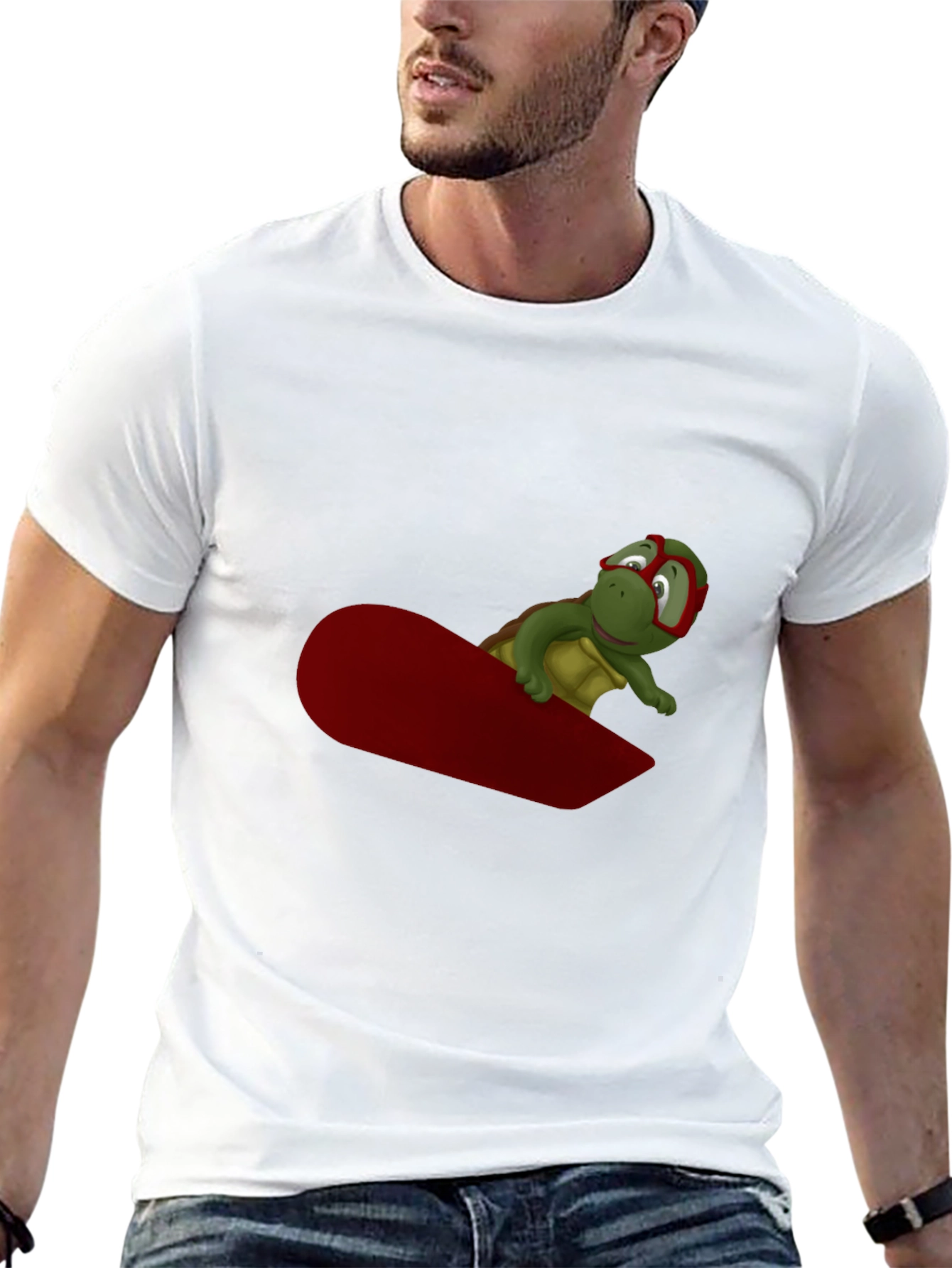 Turtle Snowboarder Black T-Shirt