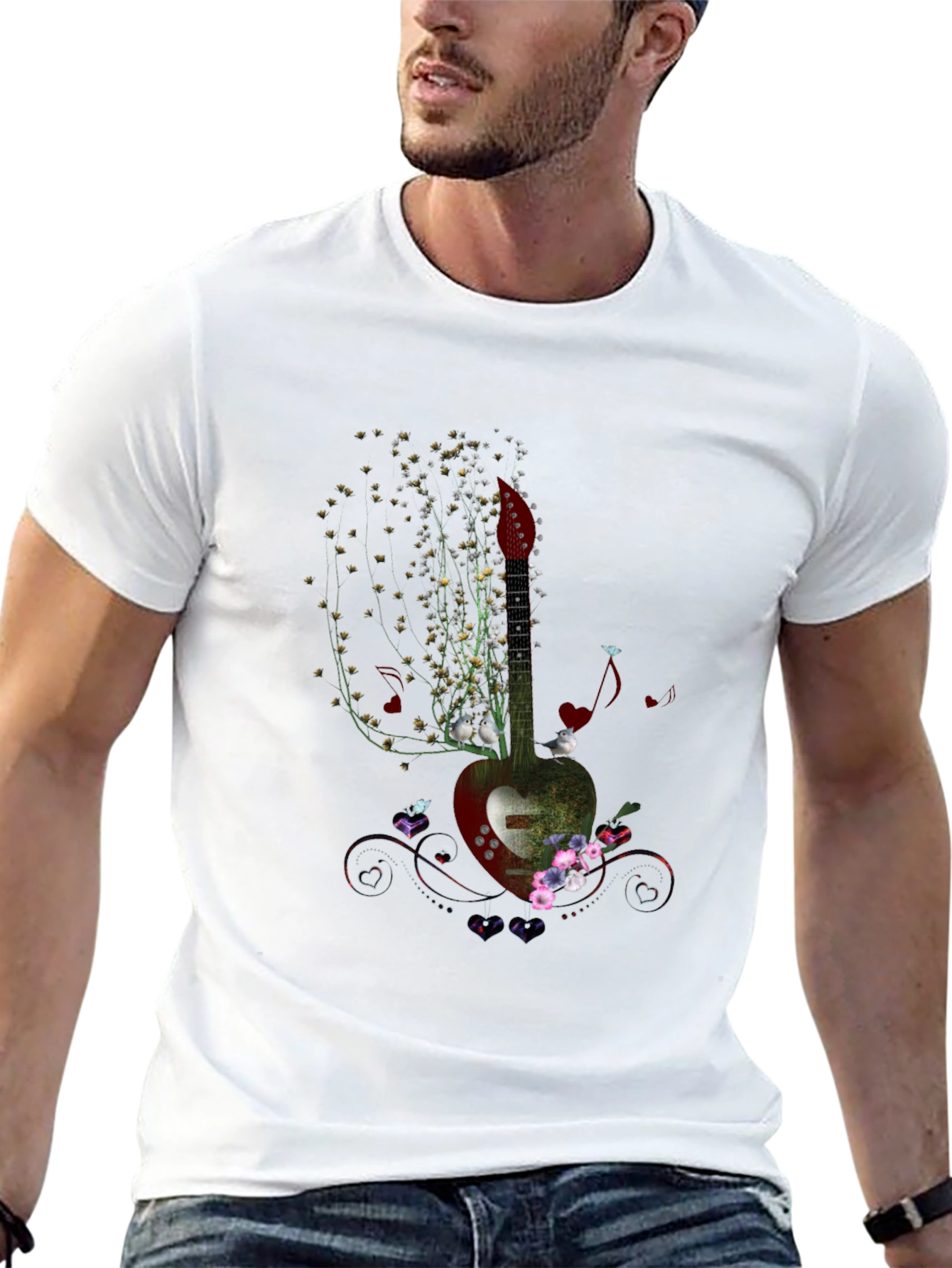 Floral Guitar T-Shirt - Music Lovers Tee