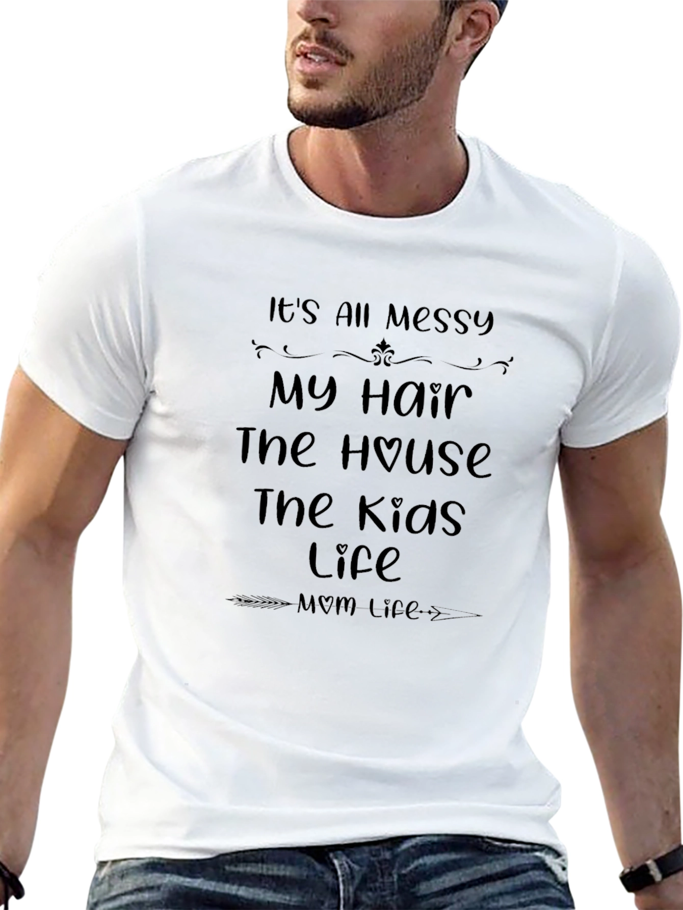 Messy Mom Life T-Shirt - Black Crew Neck Tee