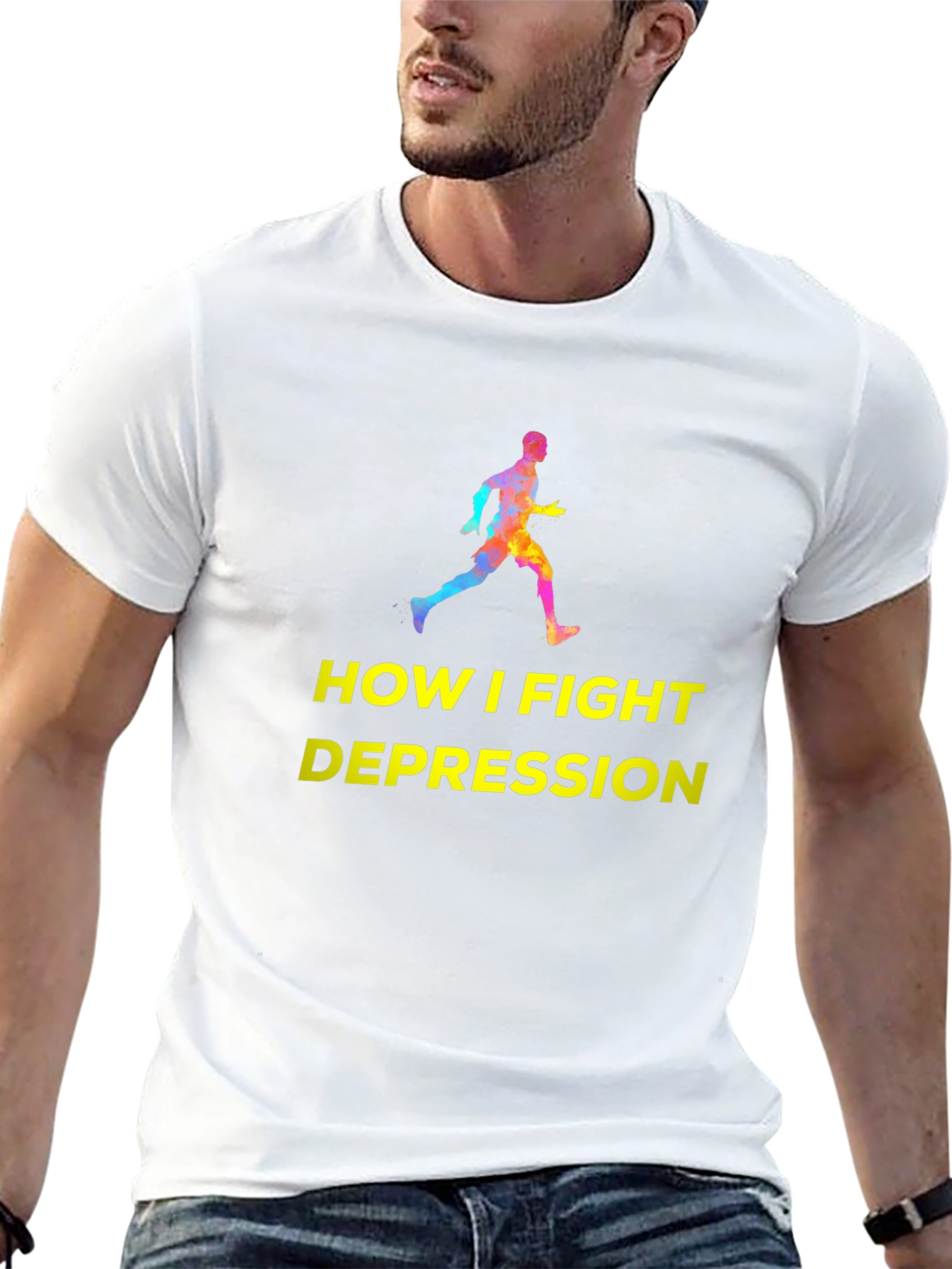 Fight Depression Graphic Tee - Running Silhouette