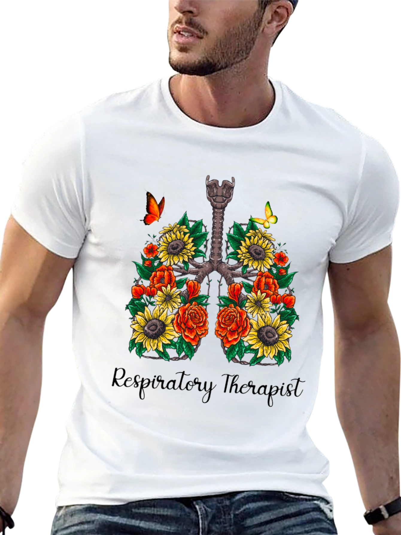 Floral Lungs Respiratory Therapist T-Shirt